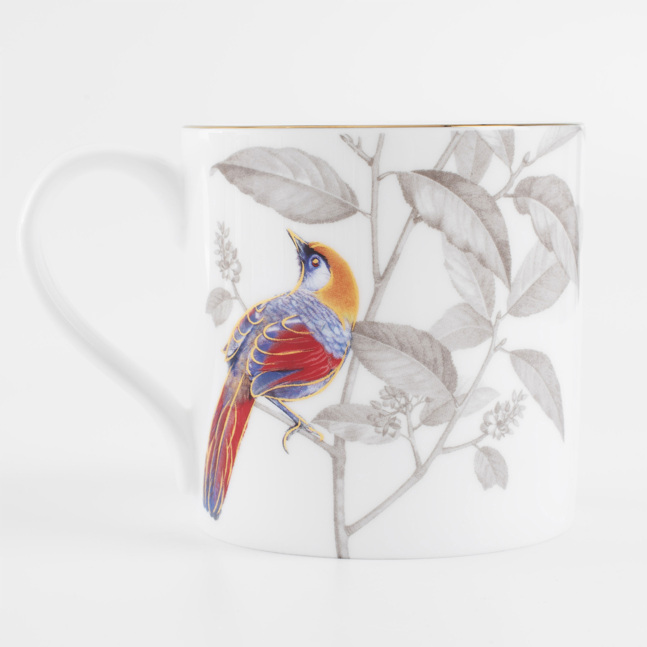 Mug, 380 ml, porcelain F, white, Kingfisher, Paradise bird изображение № 4