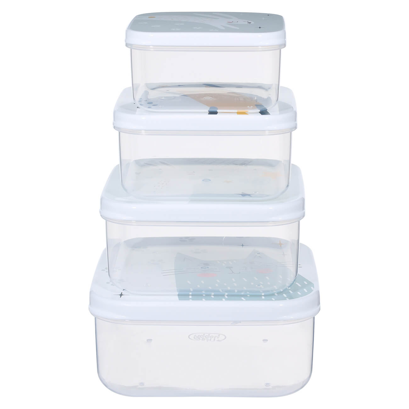 Set of containers, children's, 4 pcs, plastic, square, Cat and hare, Grey cat изображение № 1