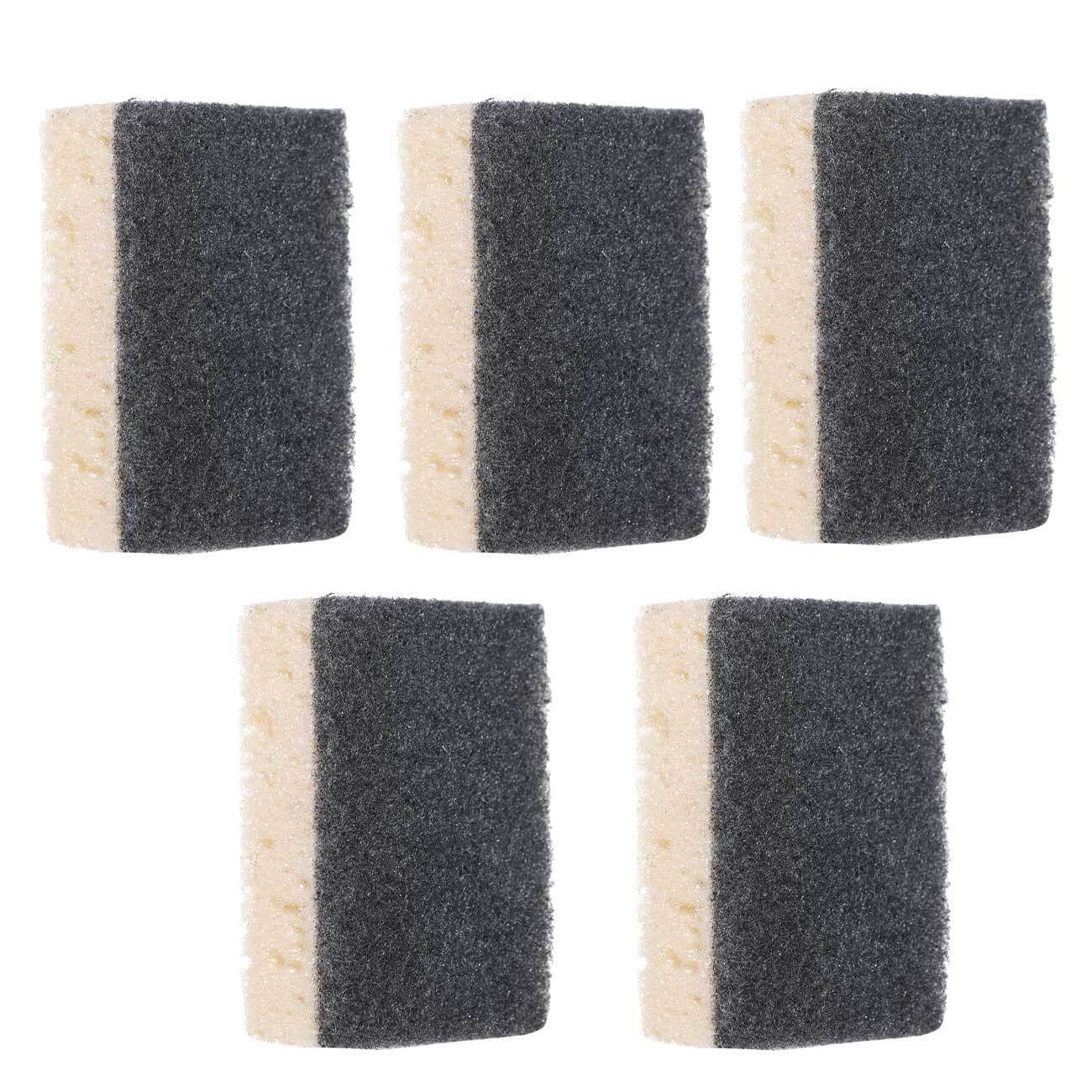 Dish washing sponge, 10x7 cm, 5 pcs, foam rubber / abrasive, black and beige, Black clean изображение № 1