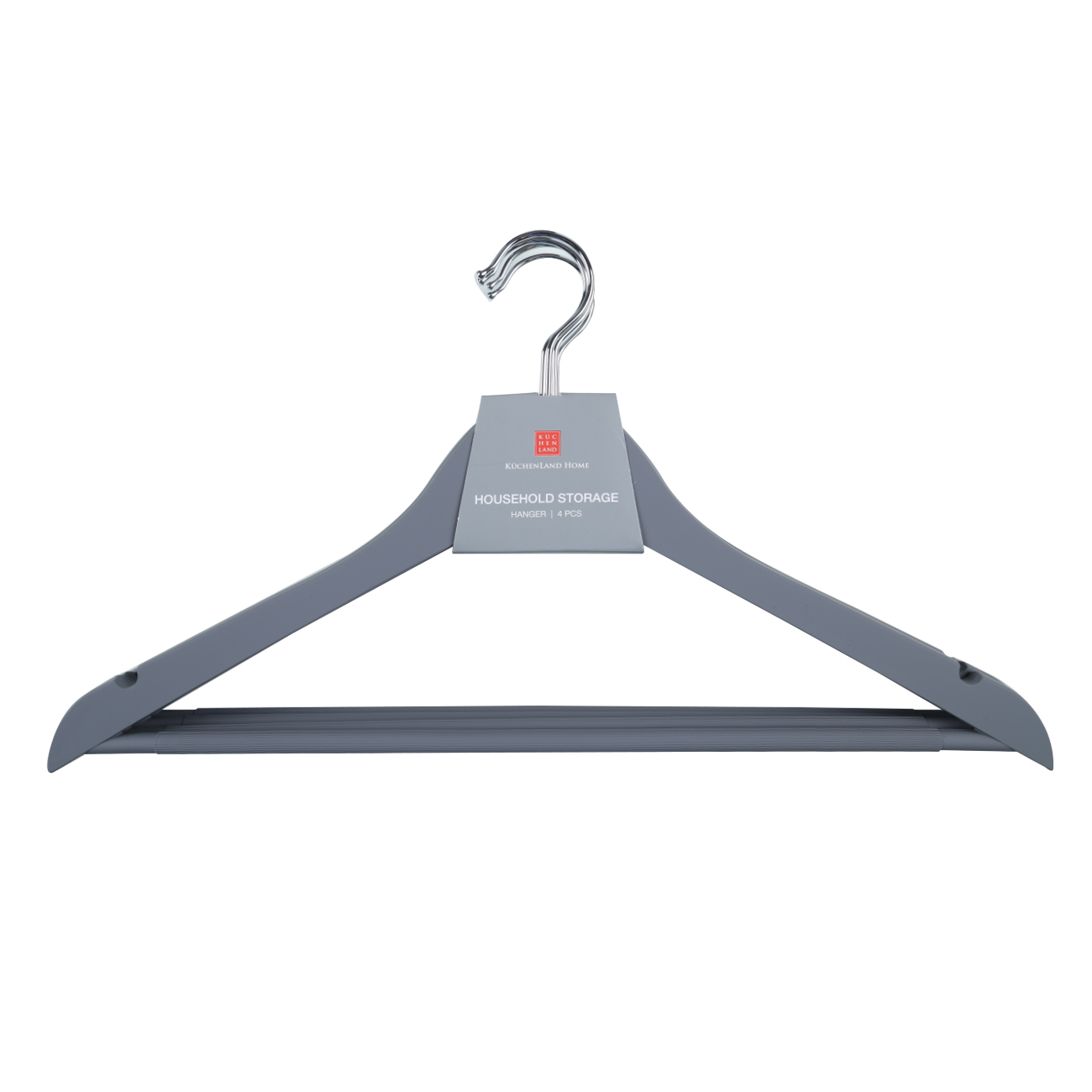 Hanger, 44 cm, 4 pcs, plastic coated, gray, Fun house  изображение № 2