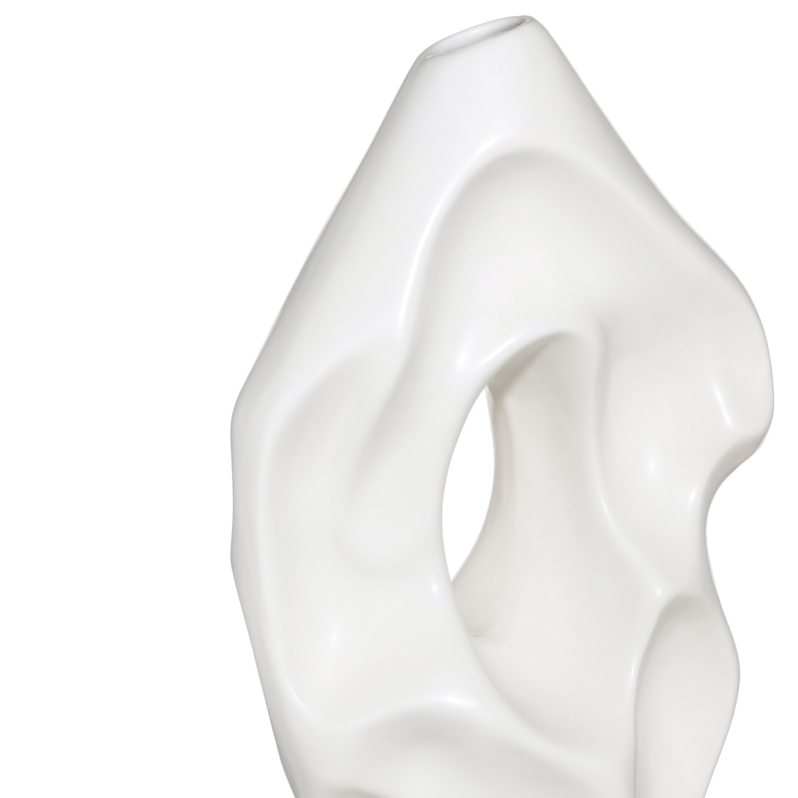 Flower vase, 37 cm, decorative, ceramic, white, Crumpled effect, Crumple изображение № 3