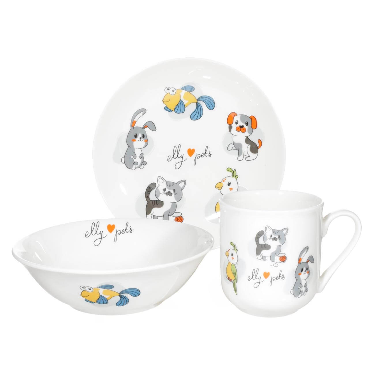Tableware set, children's, 3 pr, porcelain N, white, My pets, Little pet изображение № 1