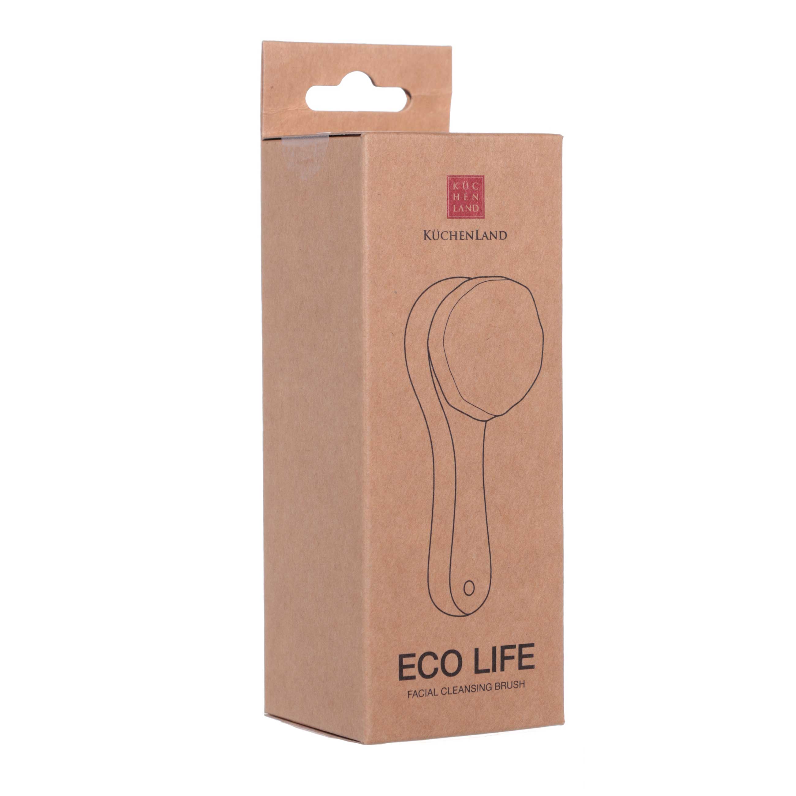 Facial cleansing brush, massage, 5x15 cm, artificial fiber / wood, white, Eco life изображение № 4