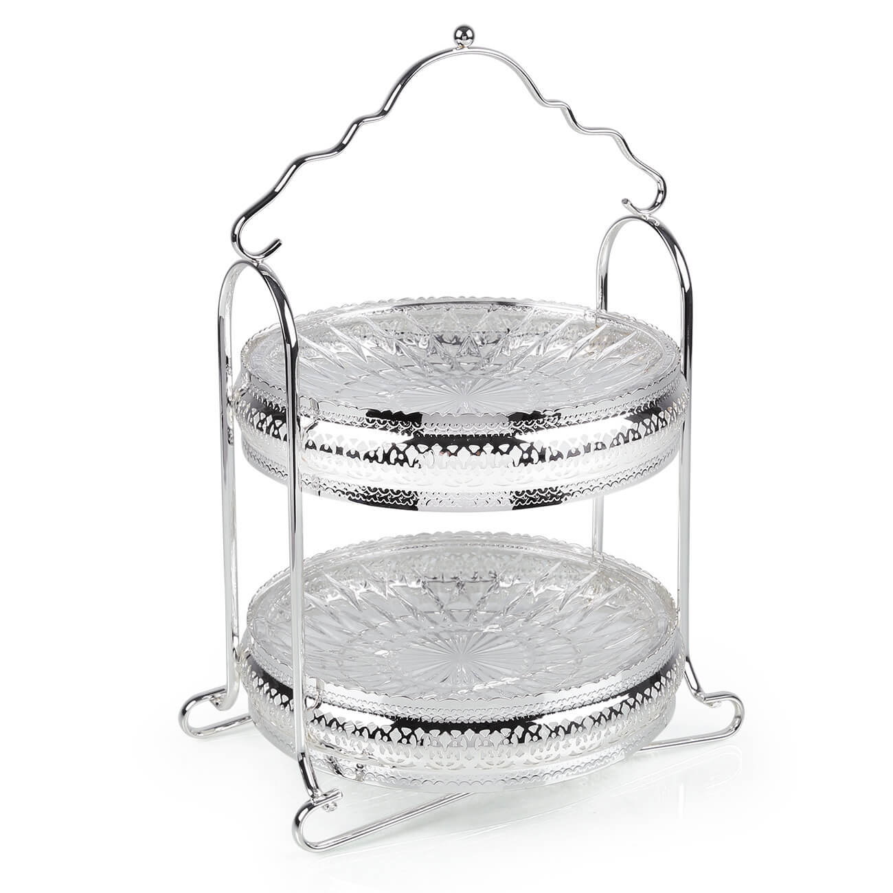 Cake stand, 20x20 / 33 cm, 2 tiers, glass / metal, Brittany изображение № 1