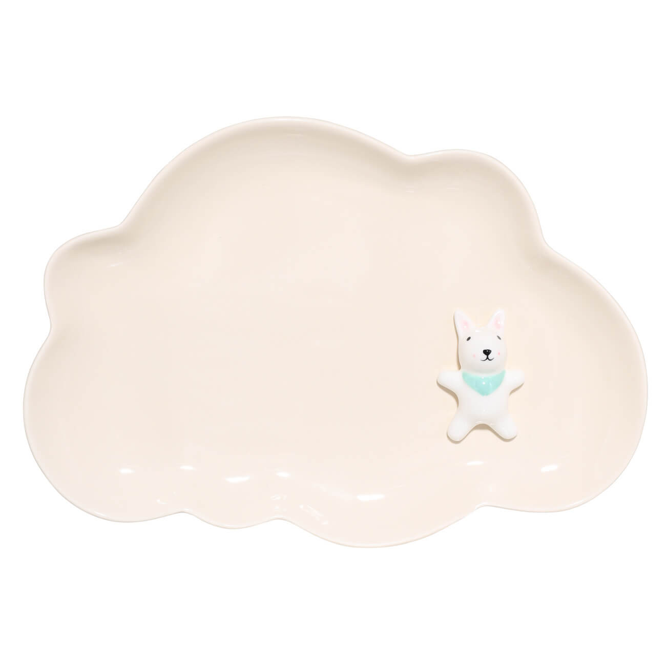 Snack plate, children's, 22x15 cm, porcelain R, beige, curly, Bunny, Friend изображение № 1