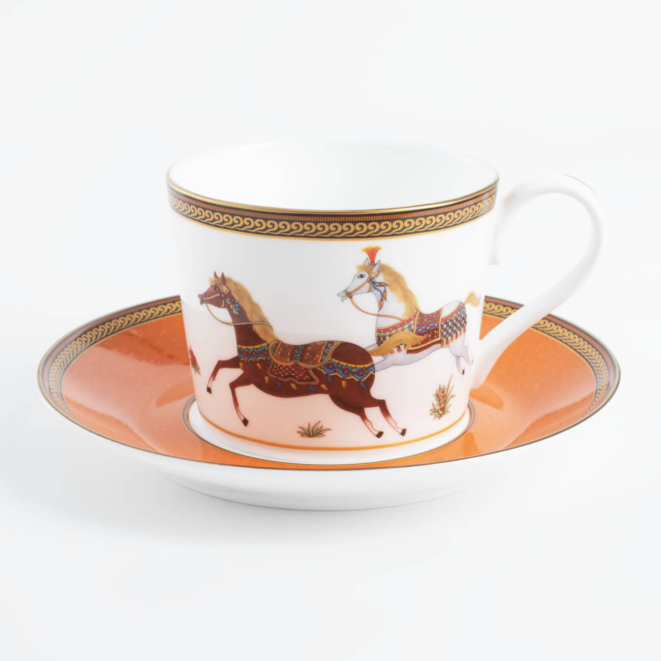 Tea pair, 1 Persian, 2 pr, 250 ml, porcelain F, brown, Horse racing, Blue wind изображение № 1