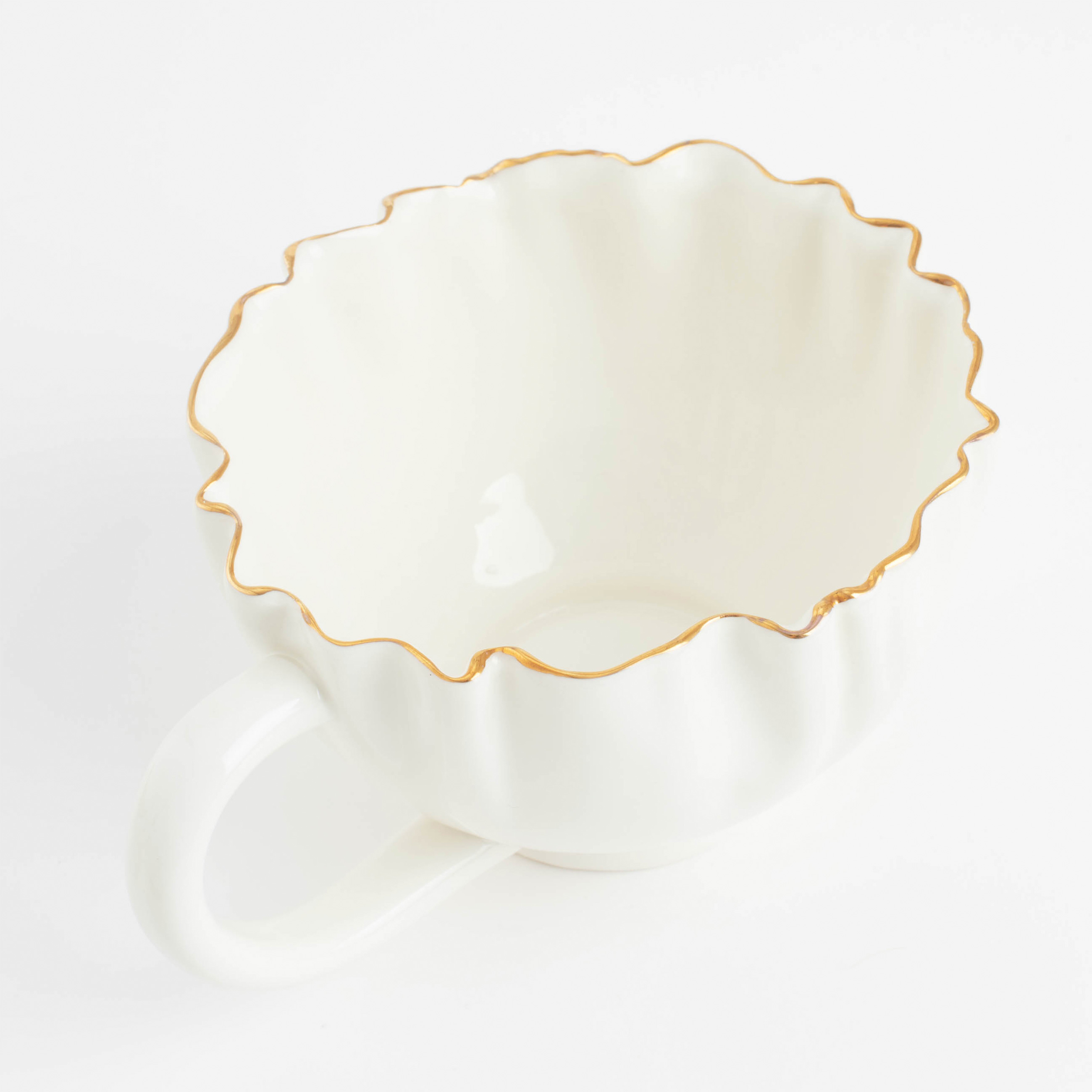 Tea pair, 1 Persian, 2 pr, 350 ml, porcelain R, with golden edging, Crumpled effect, Crumple изображение № 3