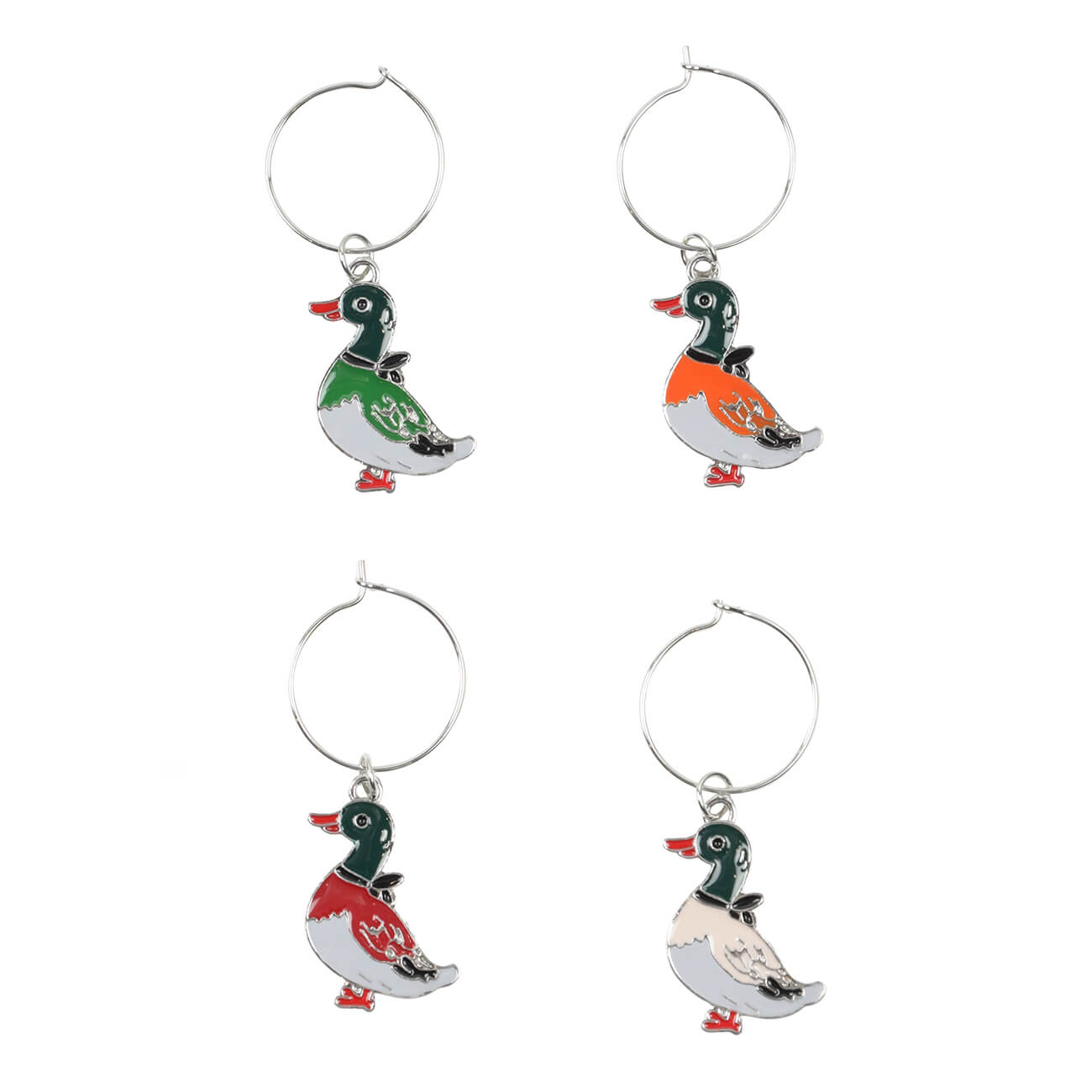 Glass pendant, 4 pcs, metal, silver, Duck, Harmony изображение № 1