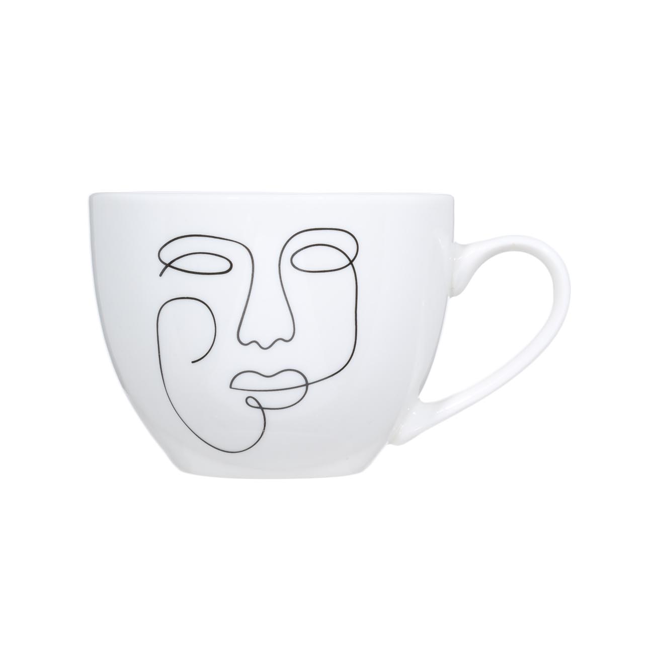 Tea pair, 2 persons, 4 items, 220 ml, porcelain N, White, Contoured faces, Face изображение № 3