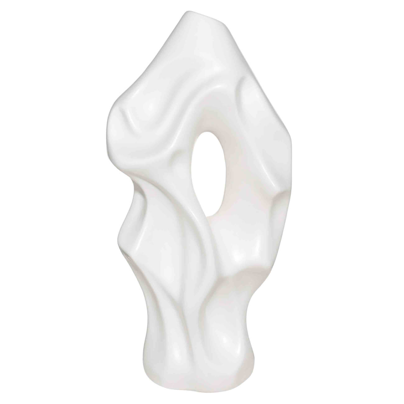 Flower vase, 37 cm, decorative, ceramic, white, Crumpled effect, Crumple изображение № 1