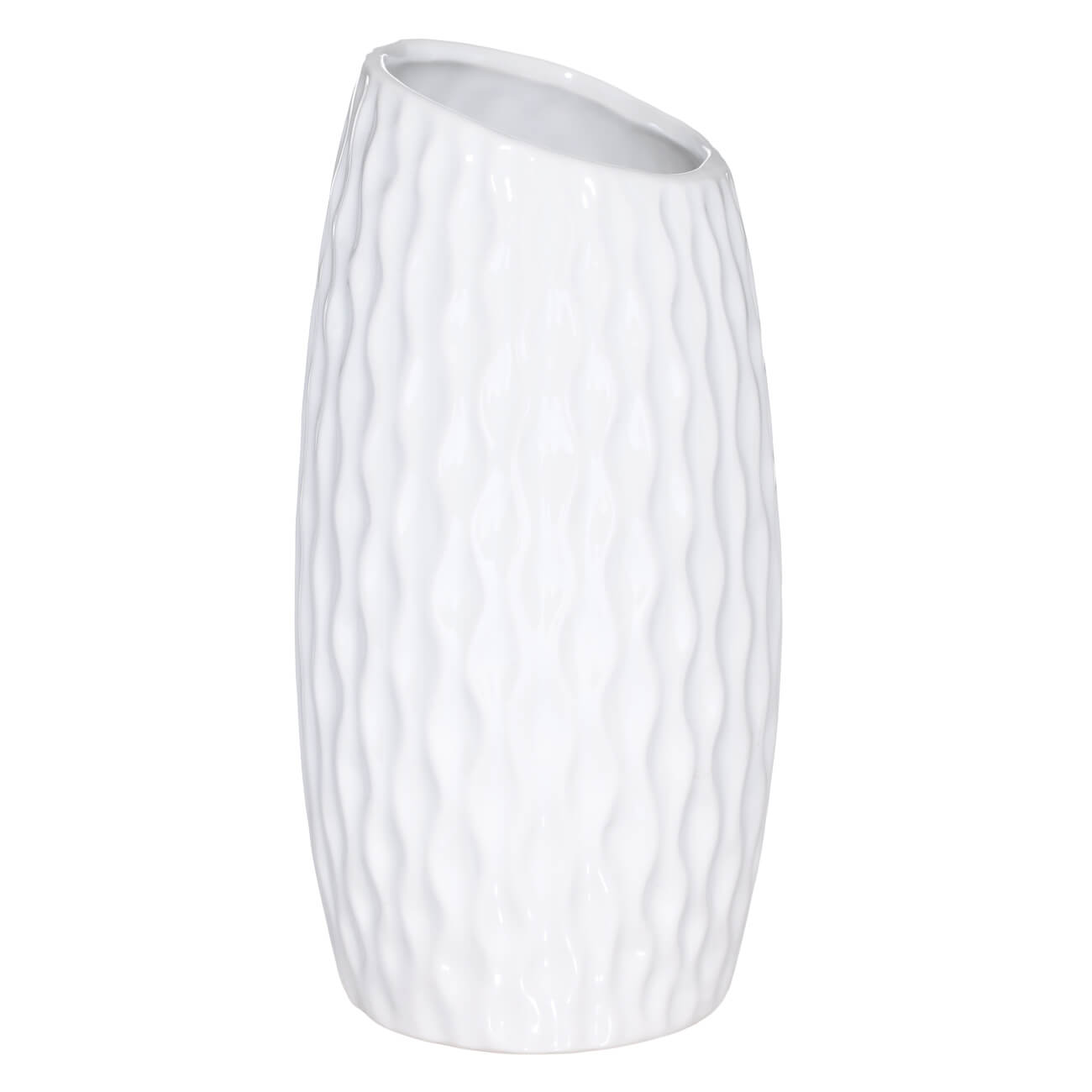 Flower vase, 23 cm, ceramic, white, Texture, Aerin изображение № 1