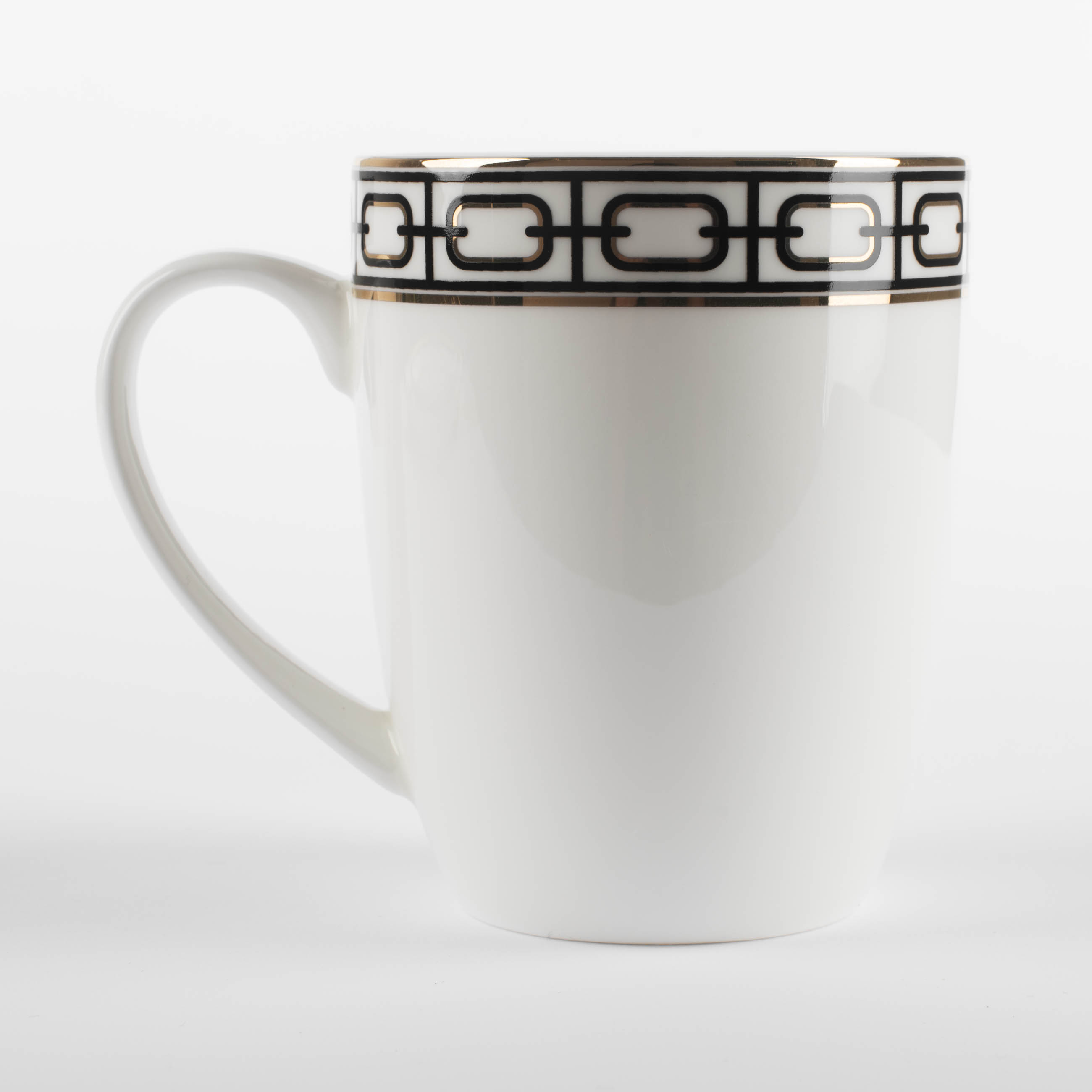 Mug, 420 ml, porcelain F, white, with golden edging, Geometry, Rodos изображение № 2