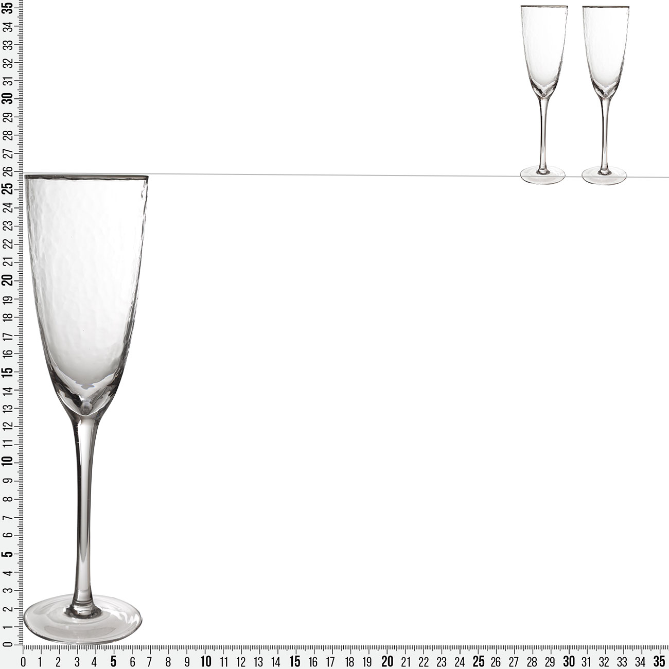 Champagne glass, 275 ml, 2 pcs, glass, with silver edging, Ripply silver изображение № 7