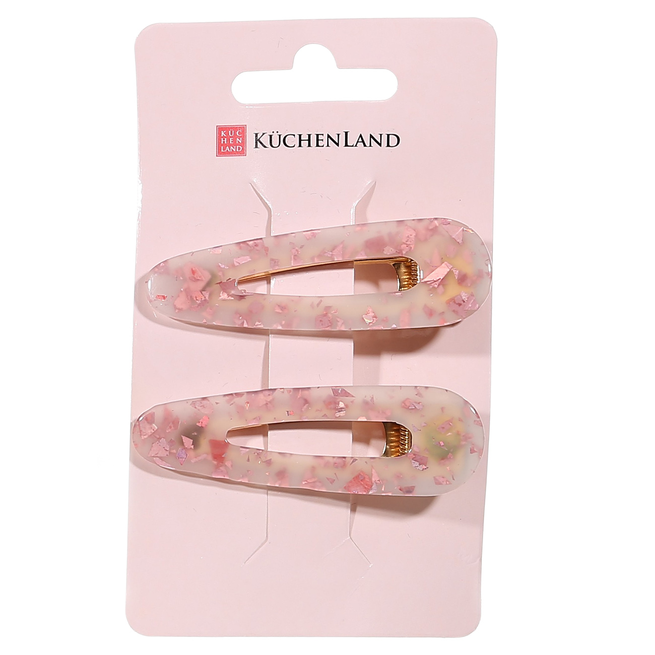 Hair clip, 7 cm, 2 pcs, acrylic / metal, pink-pearl, Glam, Glam изображение № 2