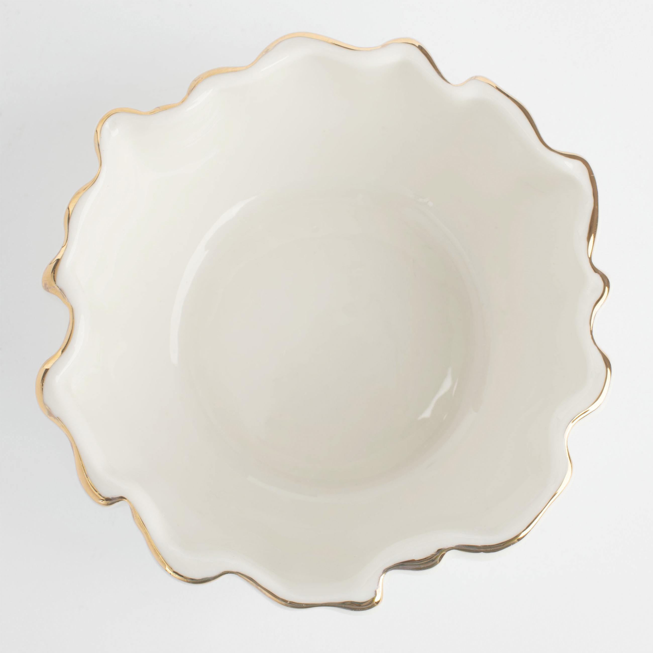 Salad bowl, 15x6 cm, 450 ml, porcelain R, with golden edging, Crumpled effect, Crumple gold изображение № 4