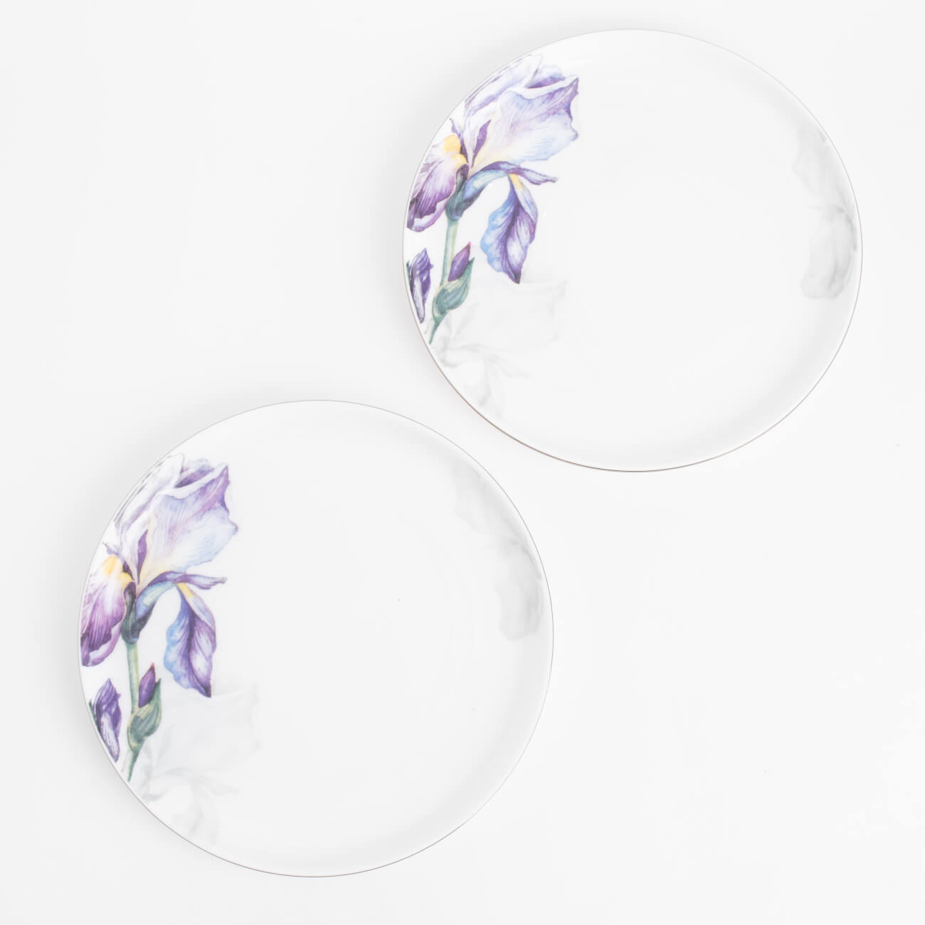 Dessert plate, 20 cm, 2 pcs, porcelain F, with silver edging, Irises, Antarctica Flowers изображение № 1