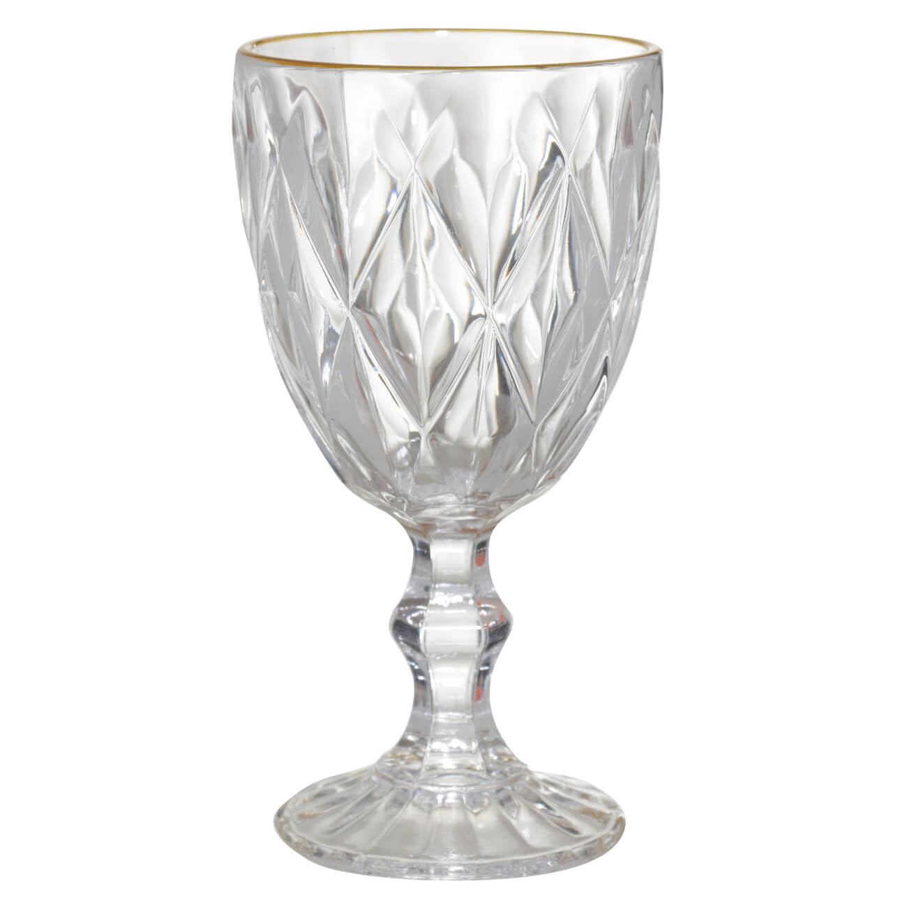 Wine glass, 300 ml, glass R, with golden edging, Rhomb gold изображение № 1