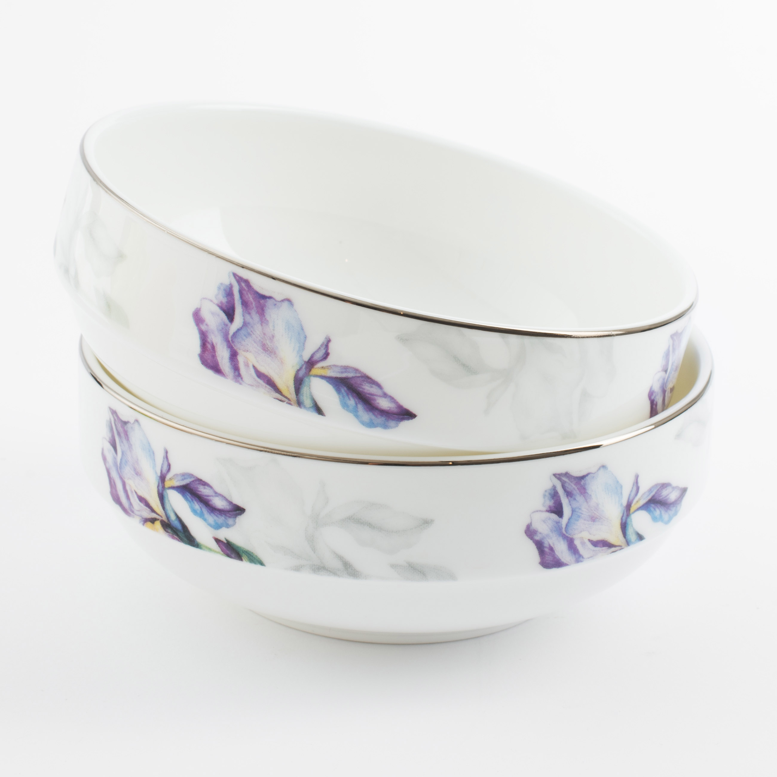 Bowl, 12x5 cm, 2 pcs, porcelain F, with silver edging, Irises, Antarctica Flowers изображение № 2