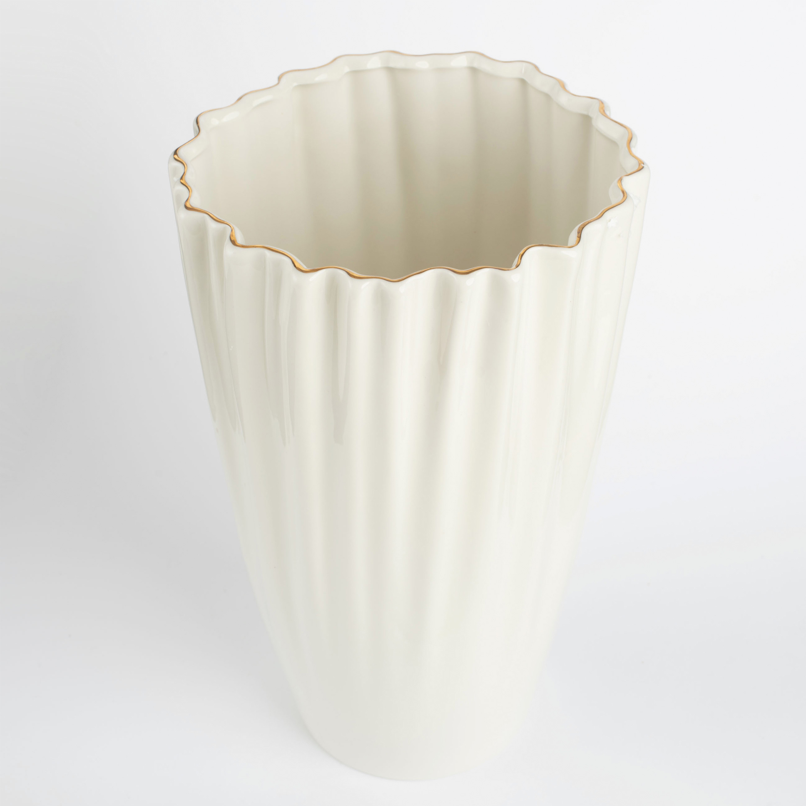 Flower vase, 27 cm, porcelain R, with golden edging, Crumpled effect, Crumple gold изображение № 2