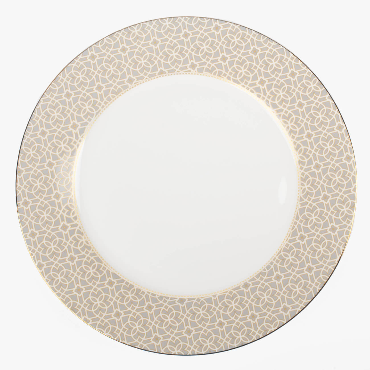 Dining plate, 27 cm, porcelain F, gray, with golden edging, Ornament, Liberty изображение № 1
