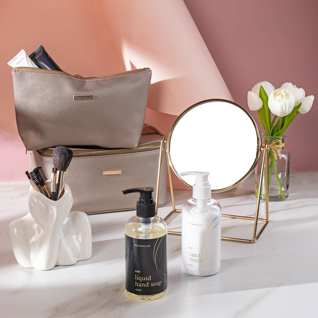 Cosmetic bag, 26x13 cm, polyurethane, golden, Beauty изображение № 3