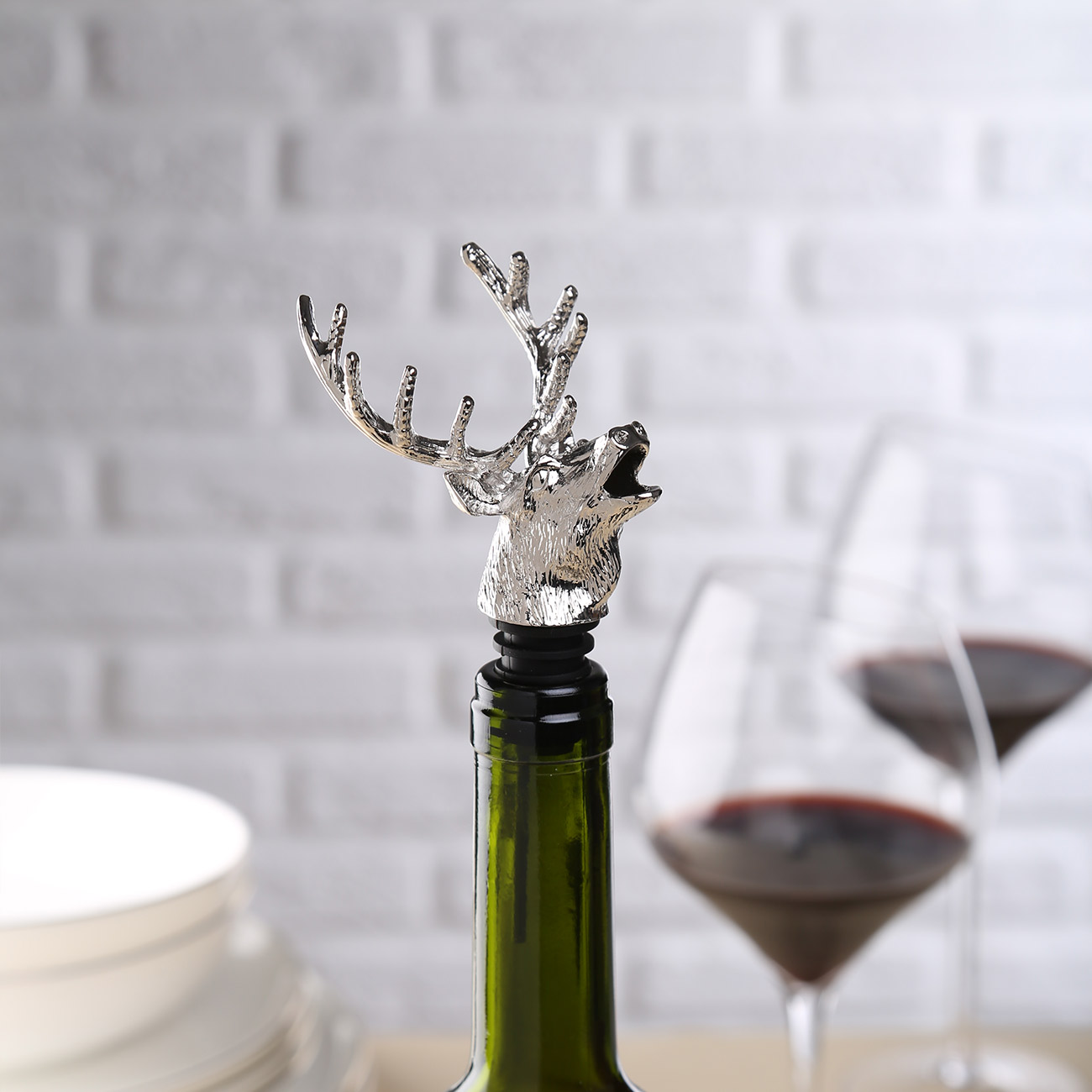 Wine bottle dispenser stopper, 12 cm, metal, silver, Deer, Harmony изображение № 4