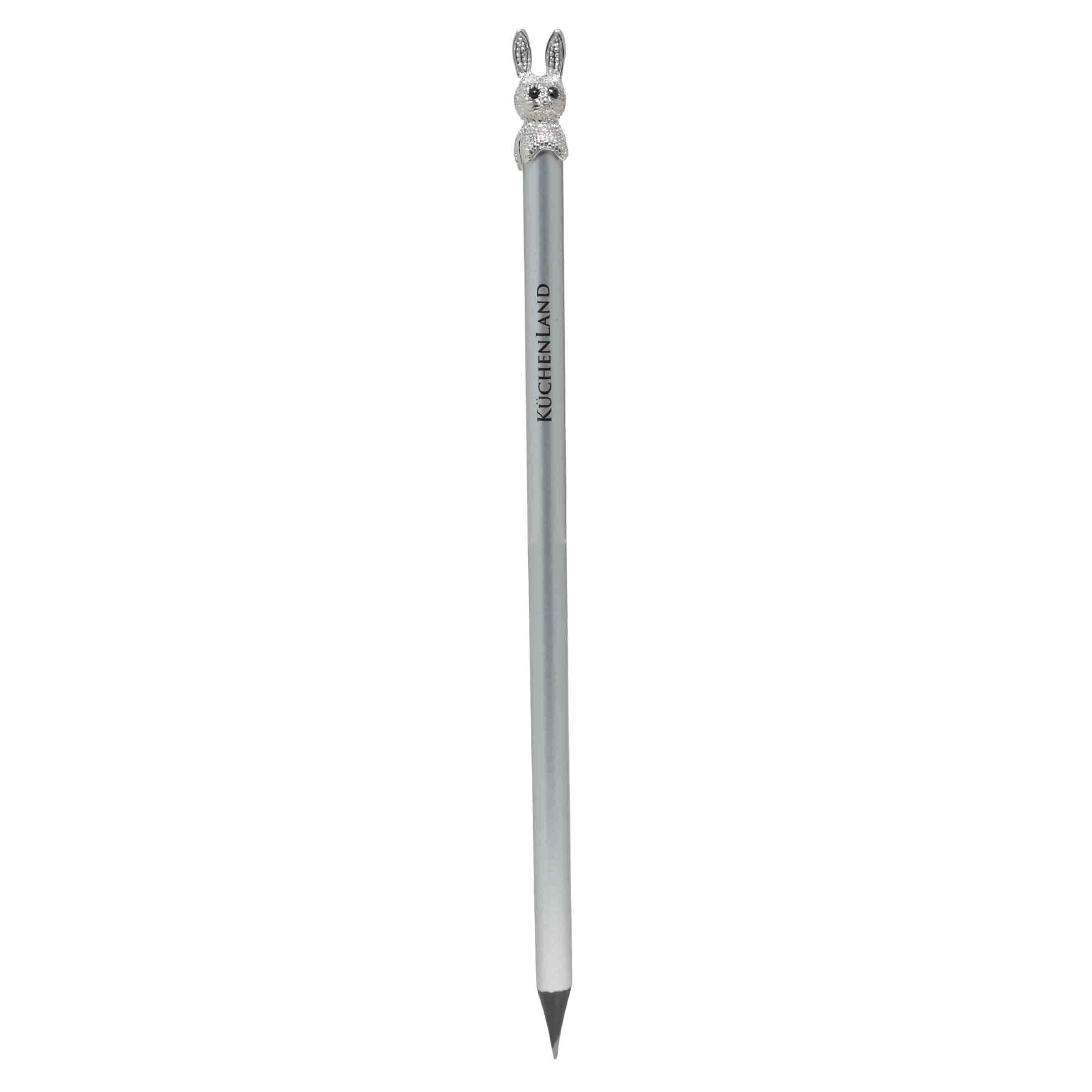 Ballpoint pen, 14 cm, with figure, silver, Hare, Draw figure изображение № 2