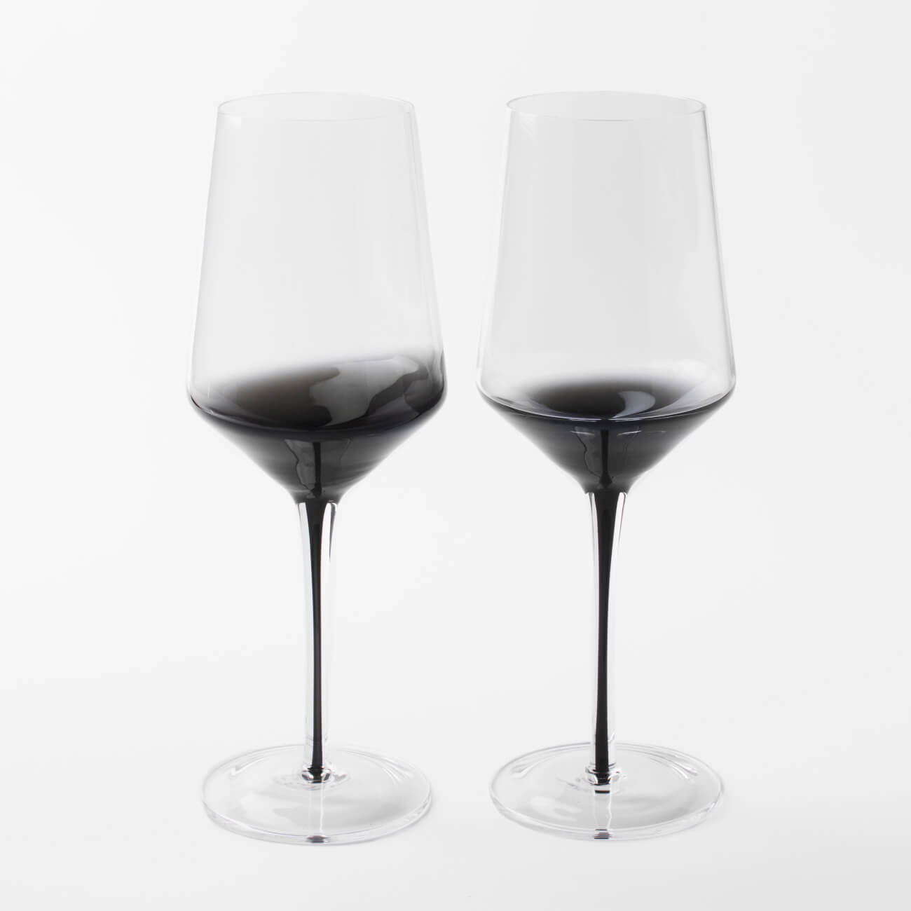 Wine glass, 460 ml, 2 pcs, Glass, Gray gradient, Black leg, Stone изображение № 1