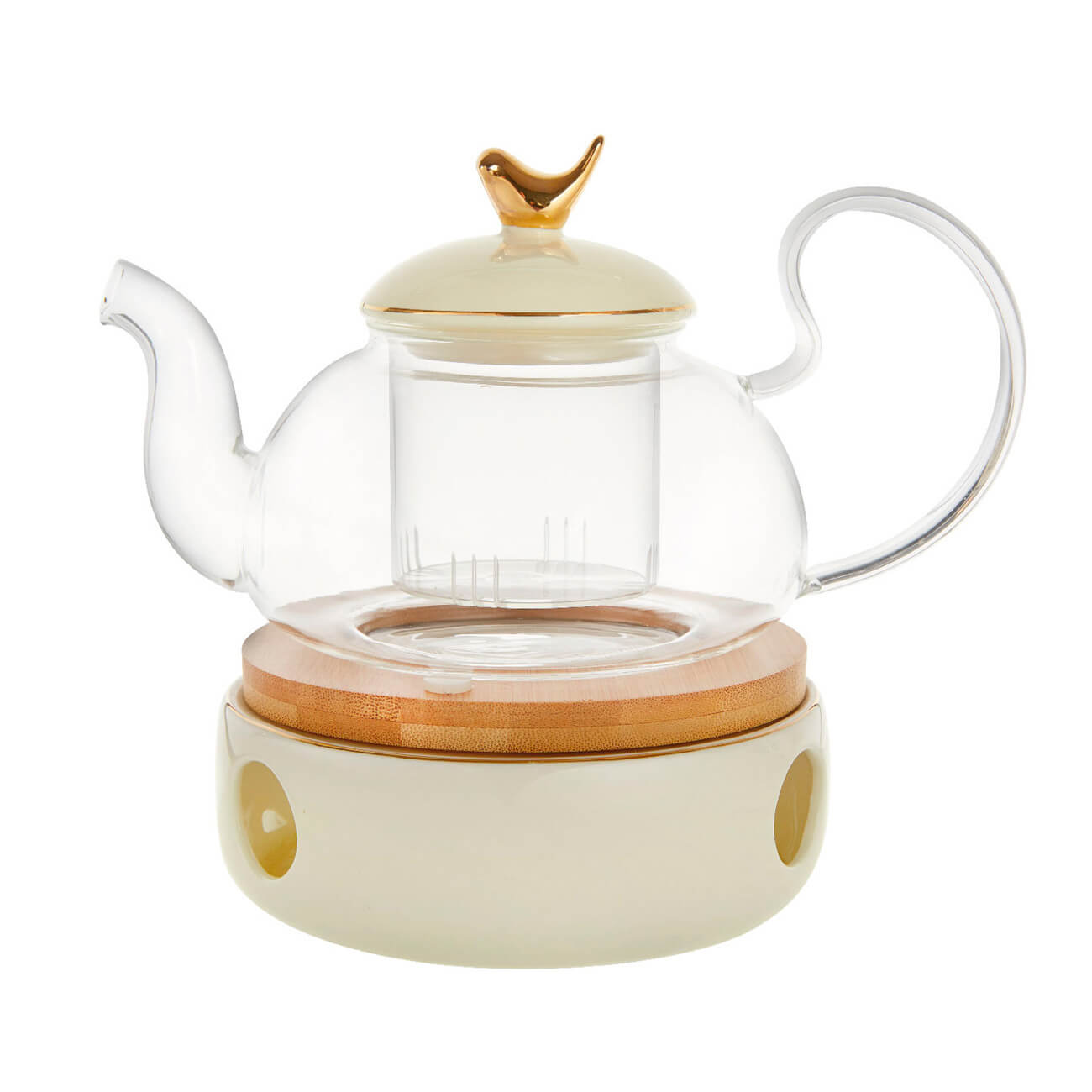 Teapot, 600 ml, heated, used glass / porcelain P, beige, Bird, Ellan изображение № 1