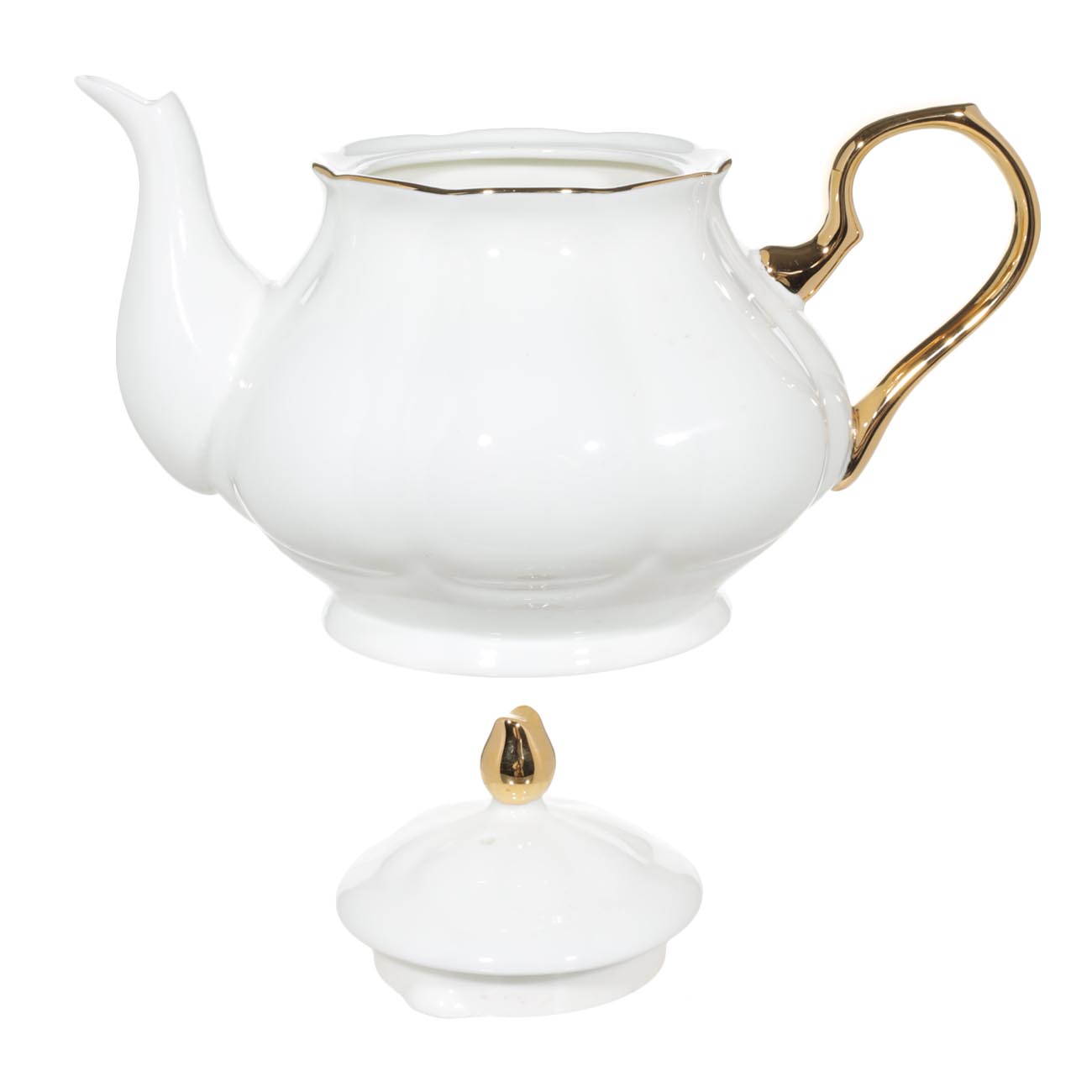 Teapot, 850 ml, porcelain F, white-gold, Premium Gold изображение № 2