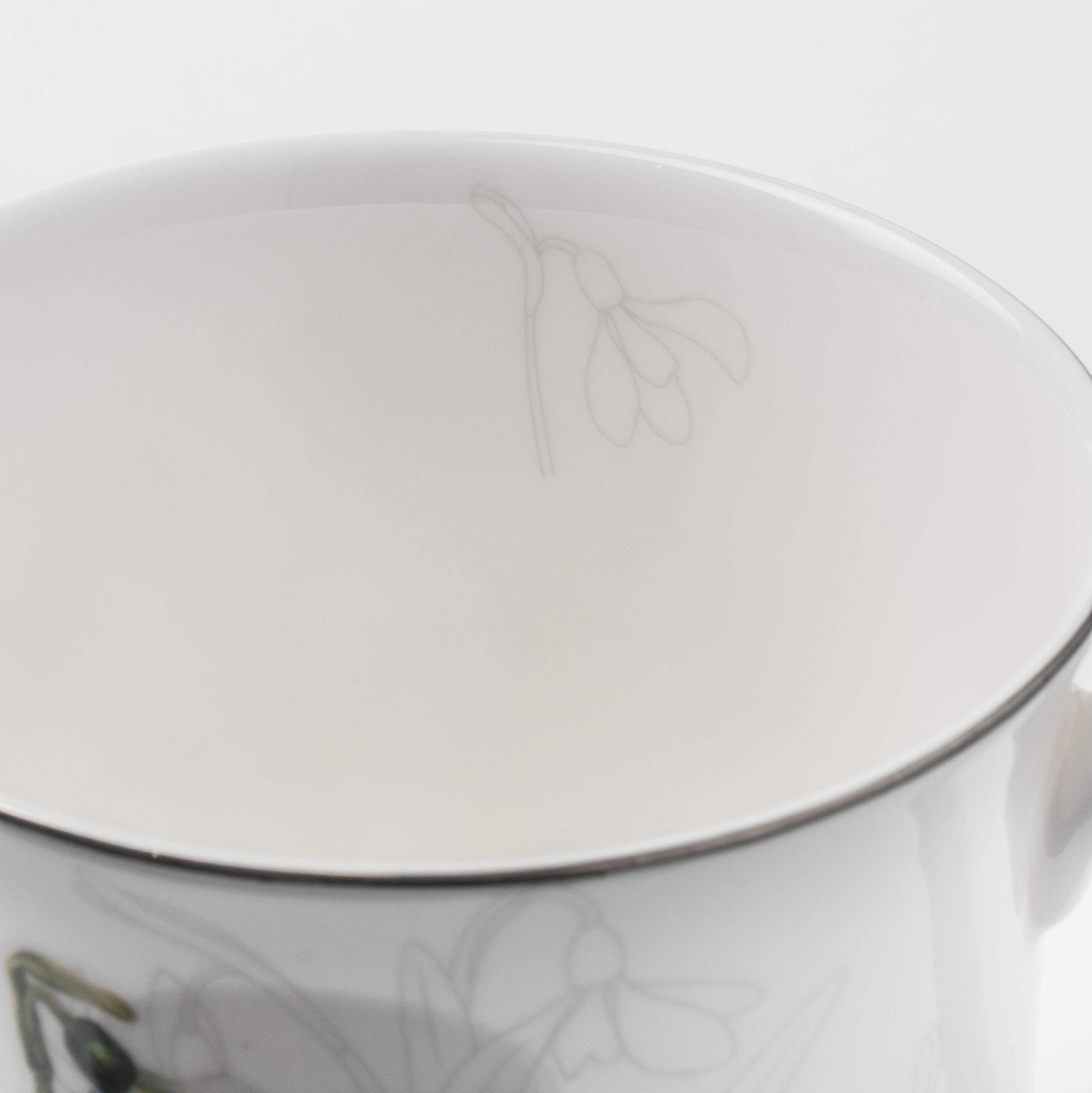 Mug, 330 ml, porcelain F, white, with silver edging, Snowdrop, Delicate flower изображение № 5