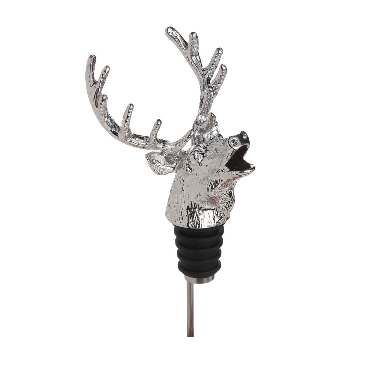Wine bottle dispenser stopper, 12 cm, metal, silver, Deer, Harmony изображение № 1
