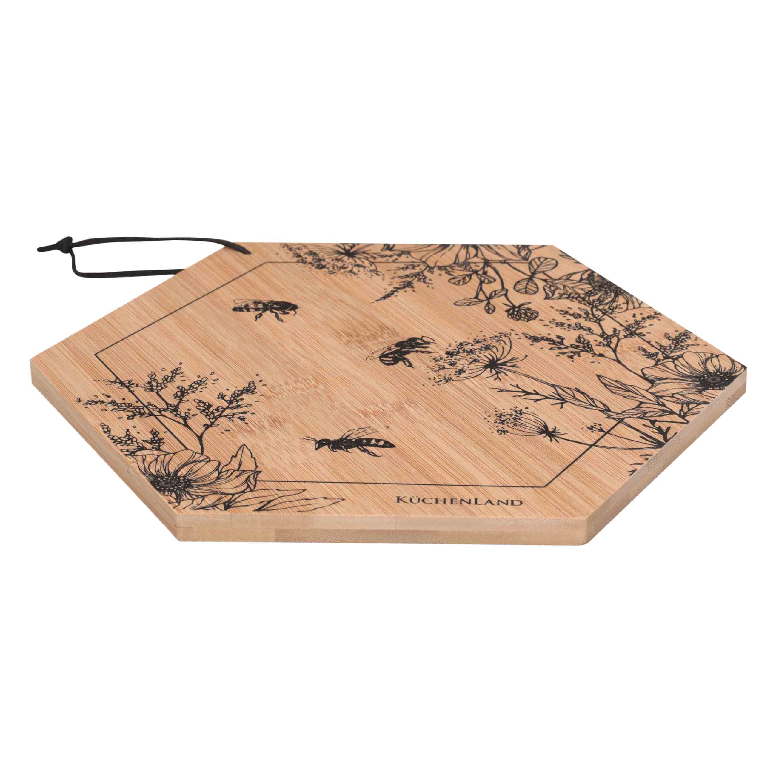 Cutting board, 25x22 cm, bamboo, hexagonal, Bees, Honey изображение № 3