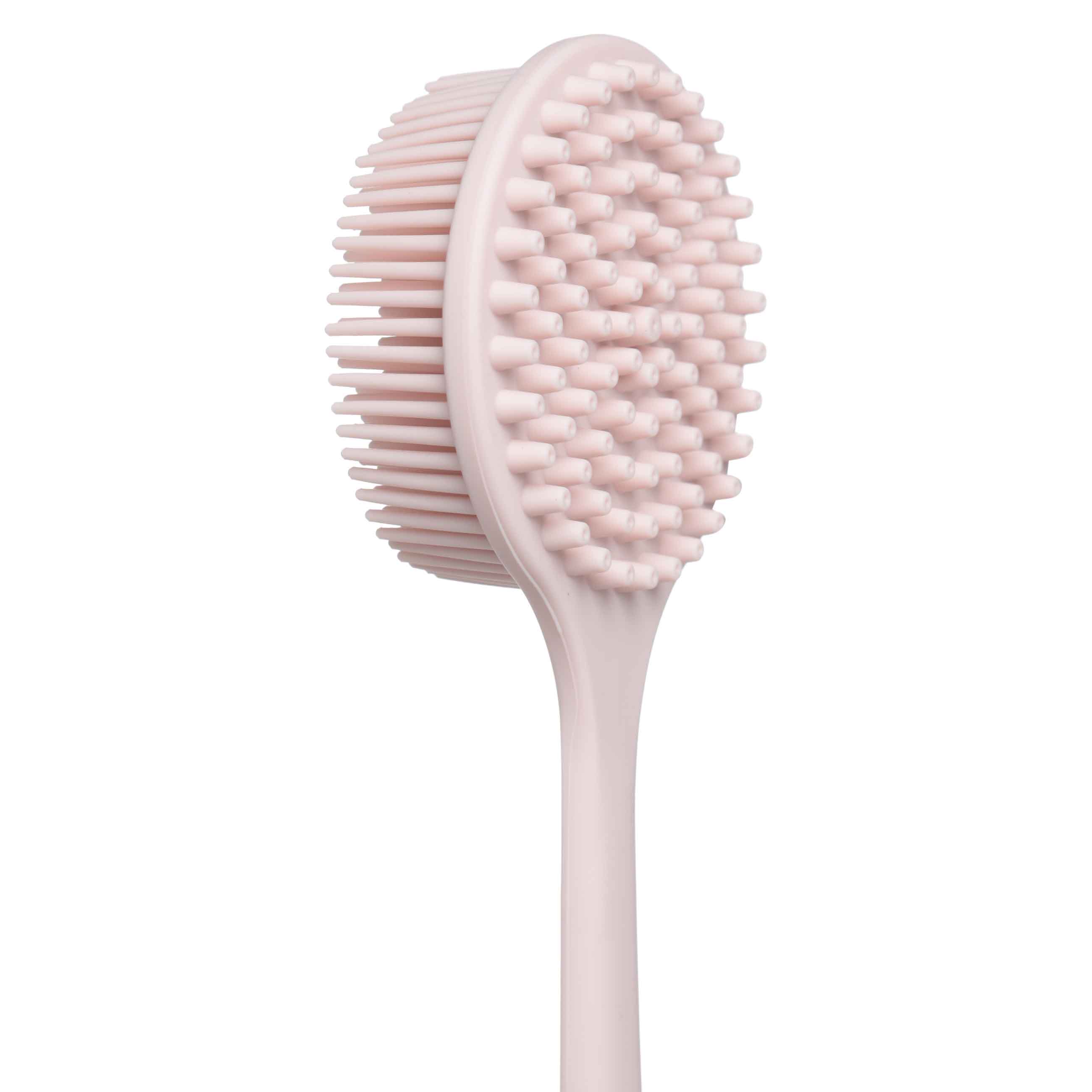 Body wash brush, 38 cm, with handle, silicone, powder, Glamor изображение № 3