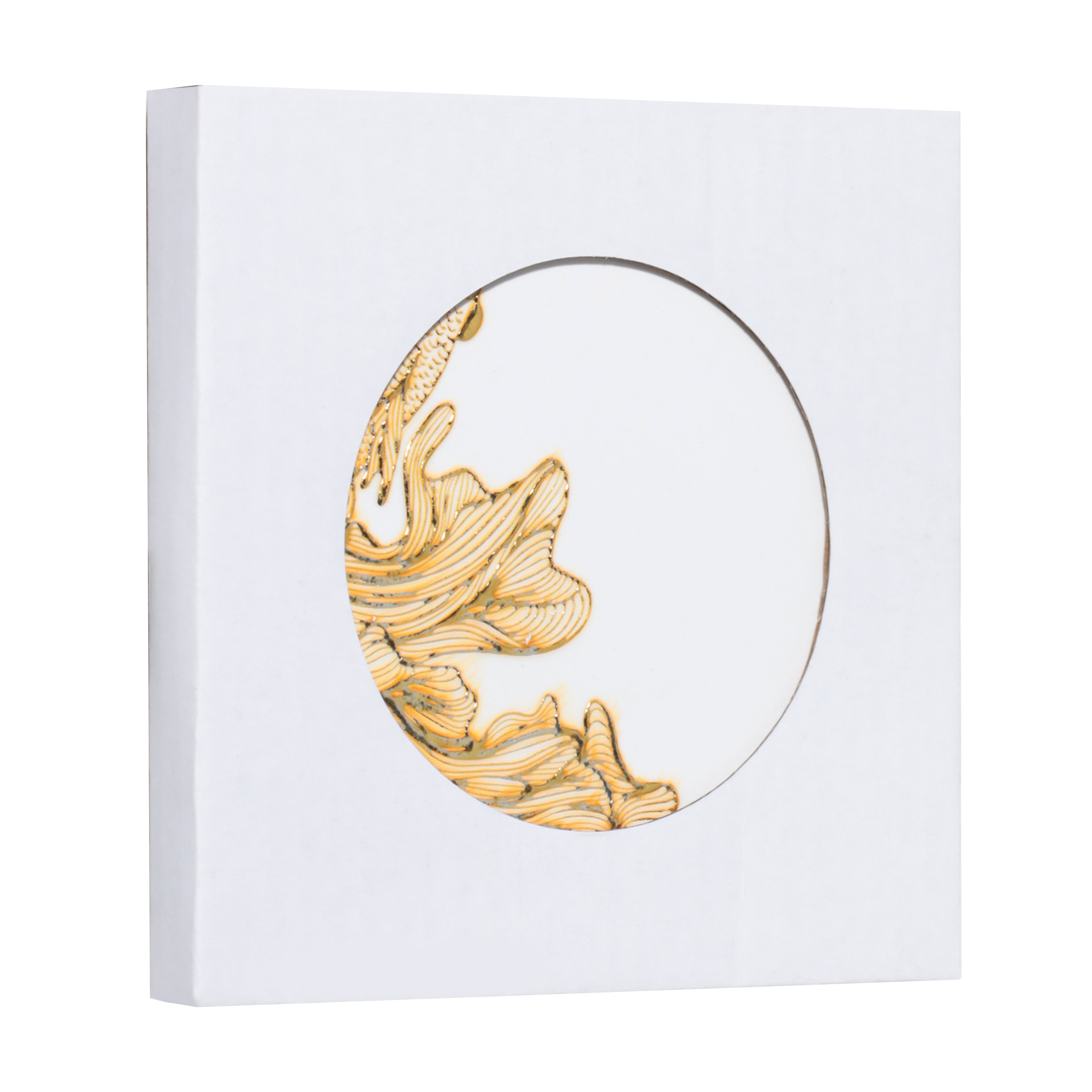 Mug stand, 11 cm, ceramic / cork, round, white-gold, Fish, Goldfish изображение № 3