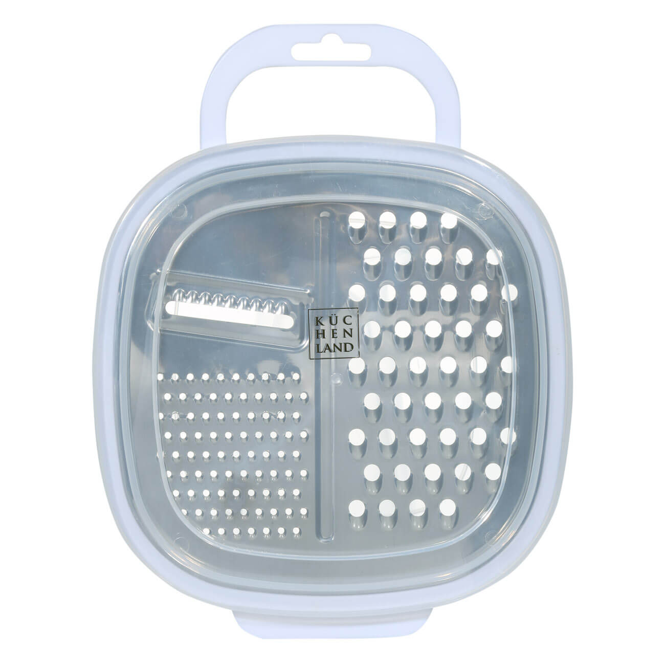 Grater, 25x19 cm, with container, plastic / steel, white, Assist изображение № 1