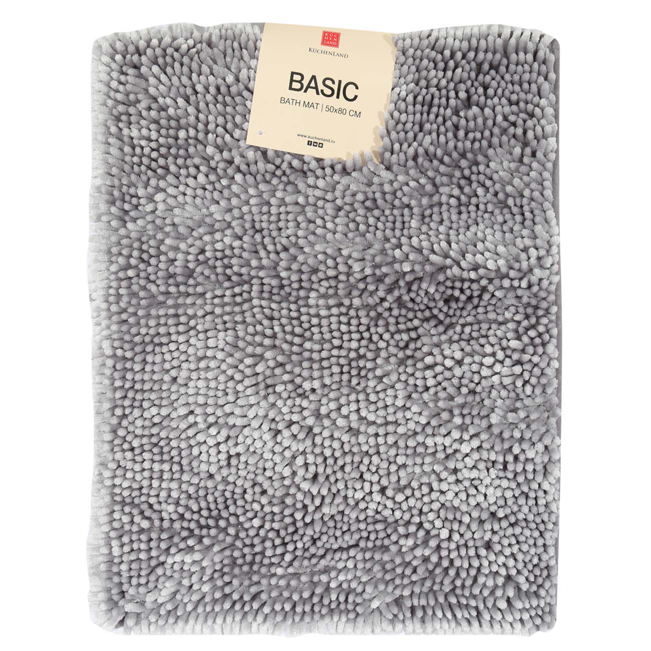 Mat, 50x80 cm, anti-slip, polyester, silver-gray, Fluffy изображение № 3