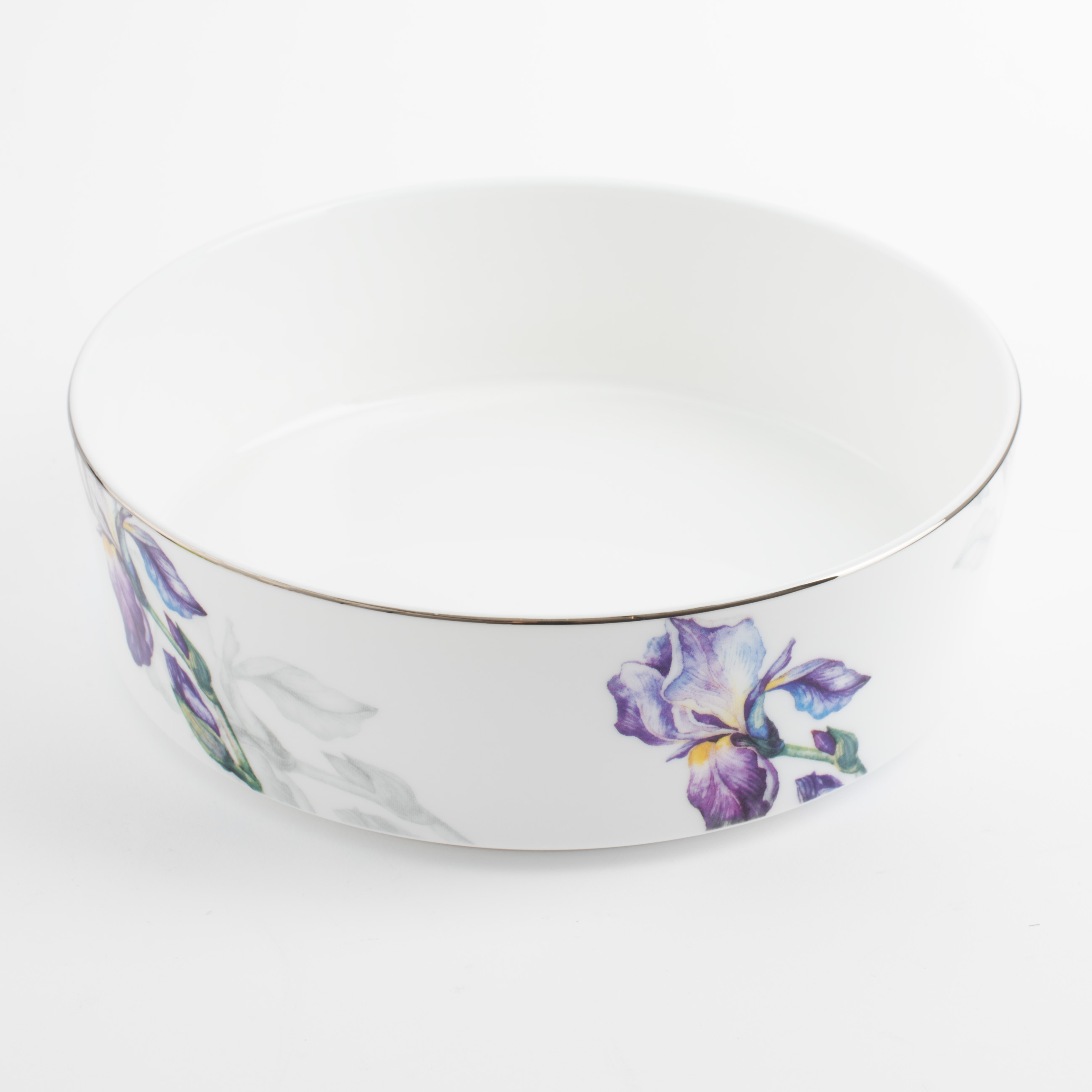Dish, 20x6 cm, with sides, porcelain F, with silver edging, Irises, Antarctica Flowers изображение № 2