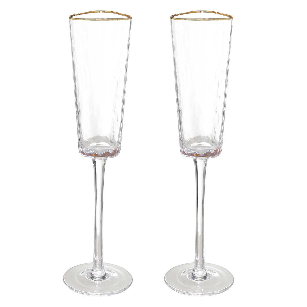 Champagne glass, 160 ml, 2 pcs, glass, with golden edging, Triangle Gold изображение № 1