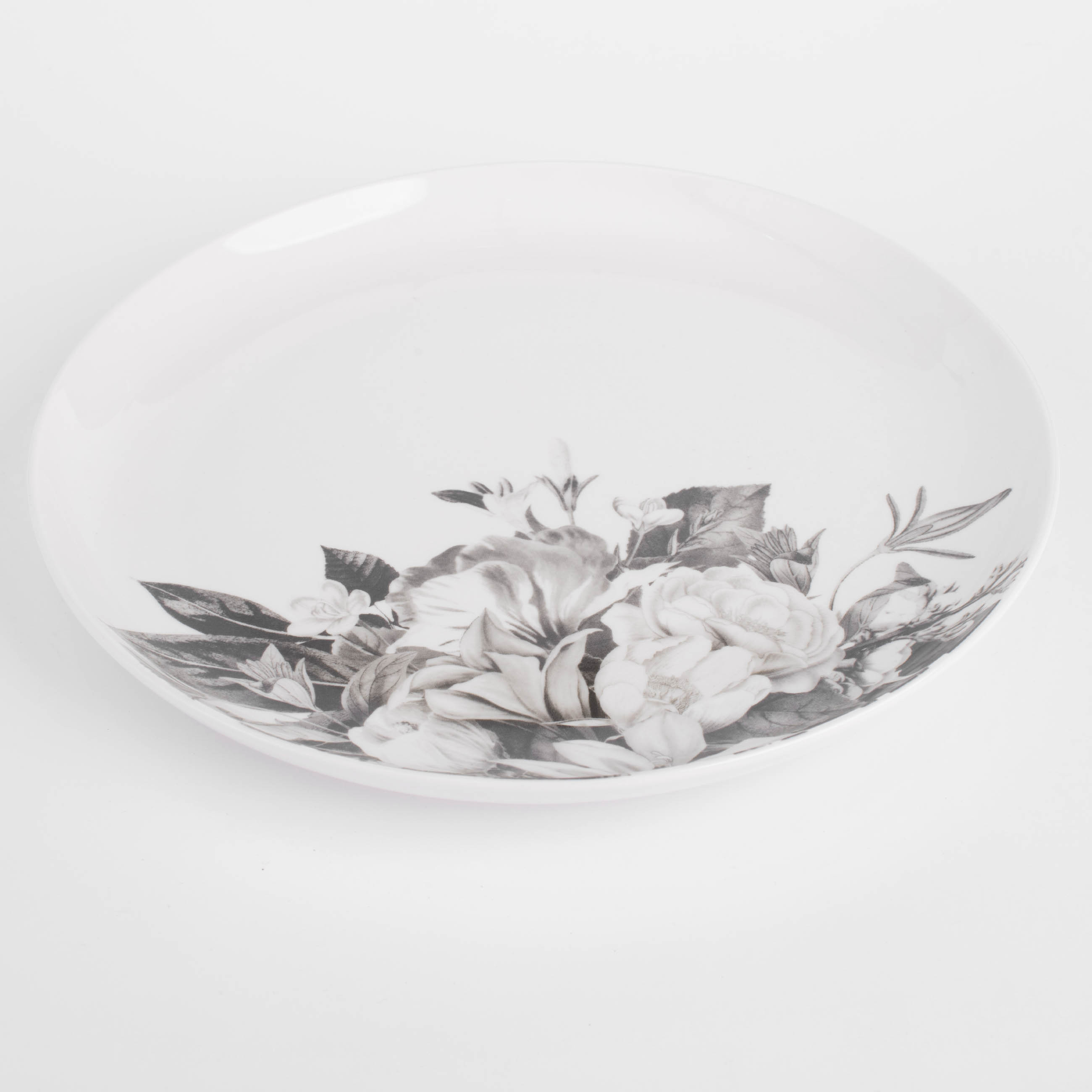 Dinner plate, 27 cm, porcelain N, white, Black and white flowers, Magnolia изображение № 2