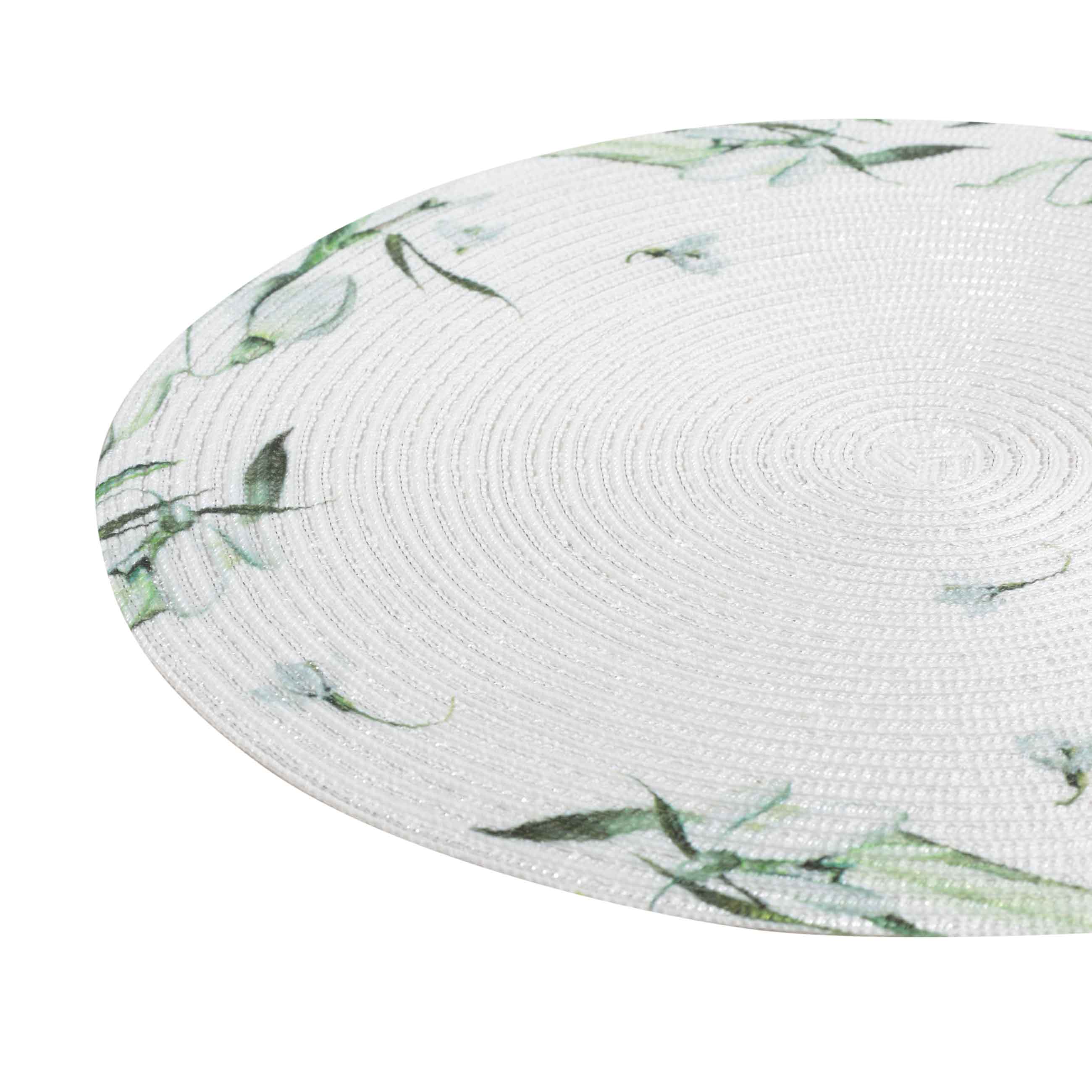 Napkin for appliances, 38 cm, polyester, round, white, Lily of the valley, Rotary print изображение № 2