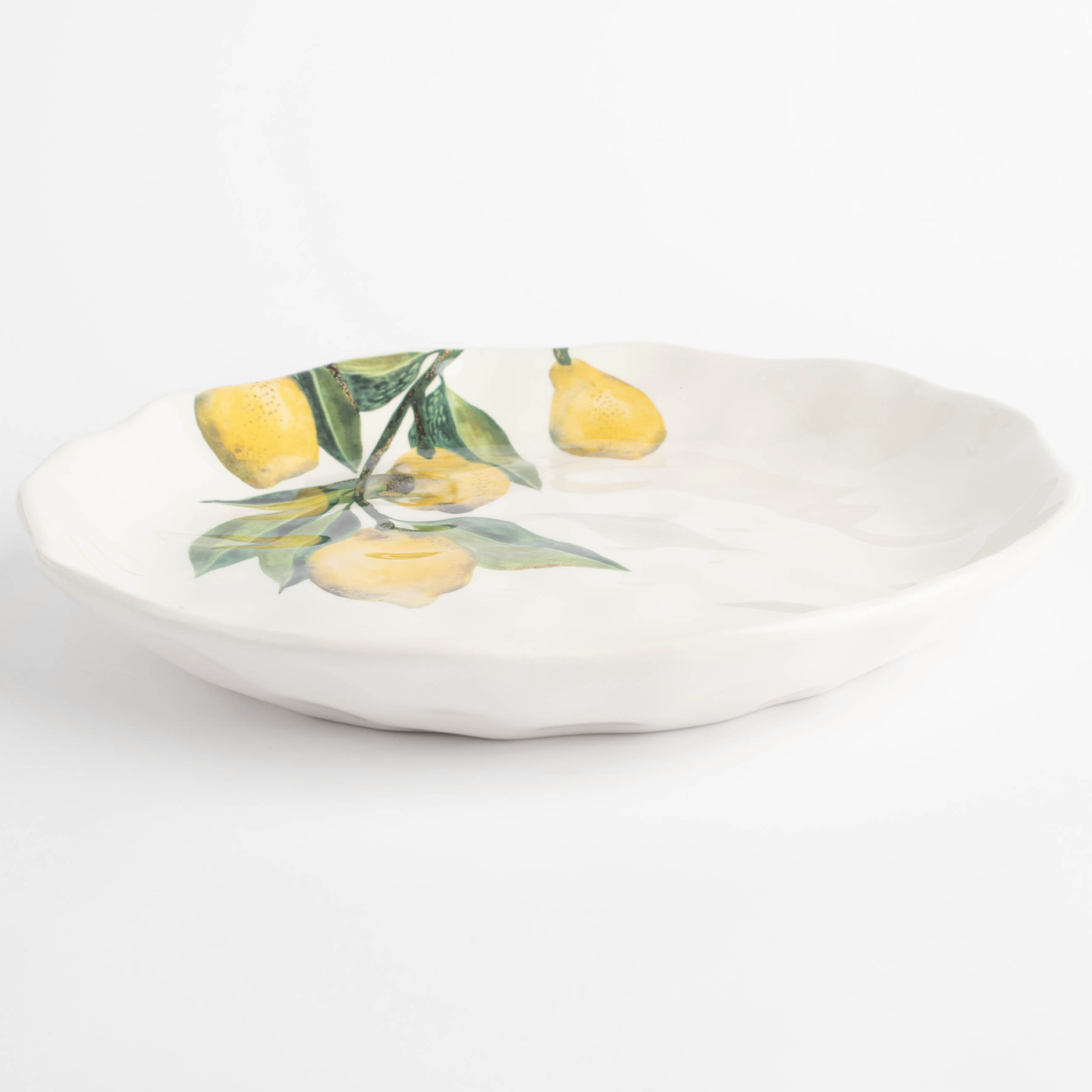 Snack plate, 23 cm, ceramic, white, Lemons on a branch, Sicily in bloom изображение № 3