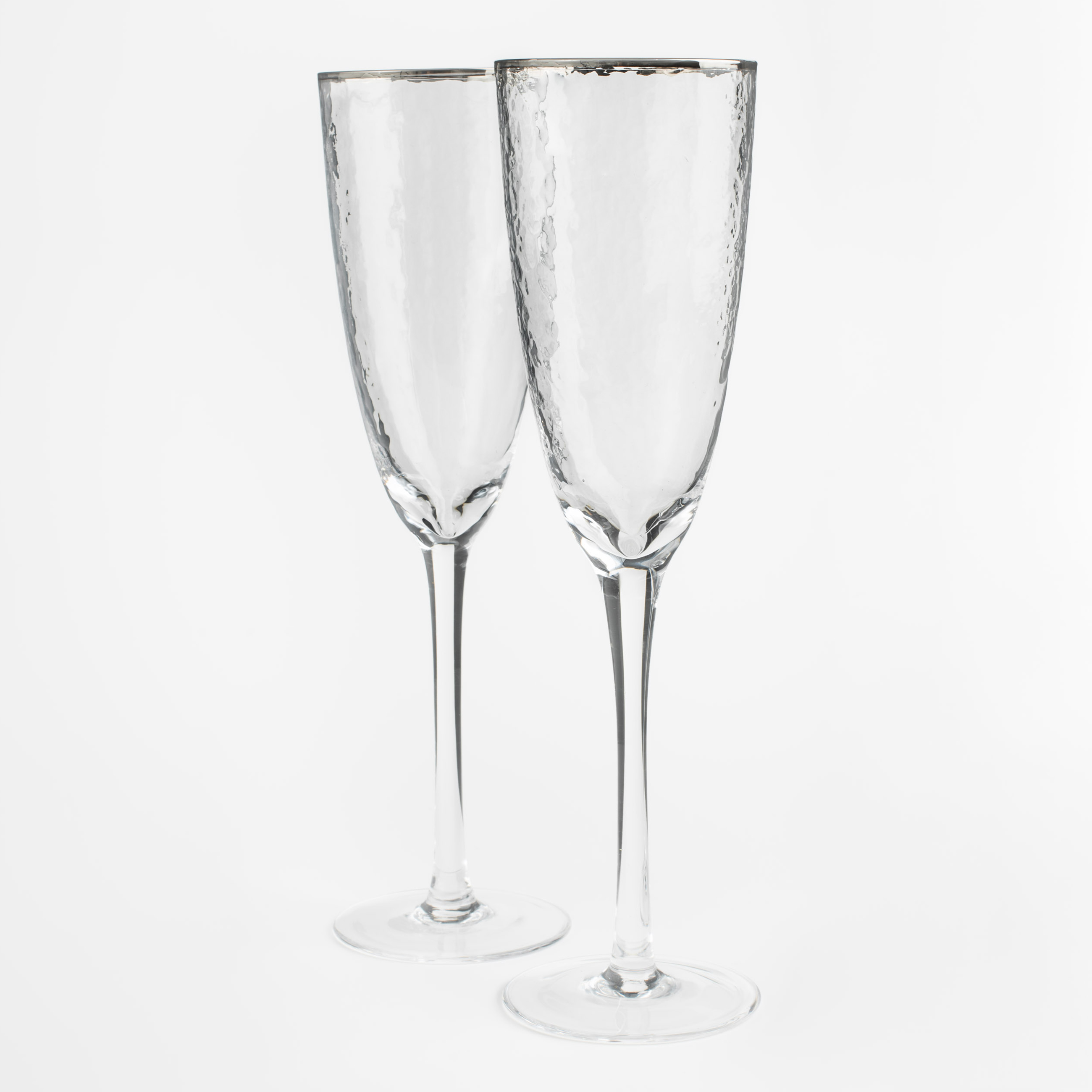 Champagne glass, 275 ml, 2 pcs, glass, with silver edging, Ripply silver изображение № 2