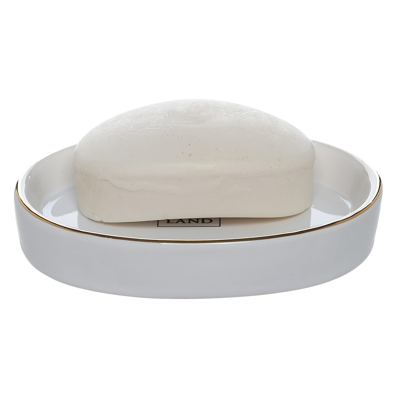 Soap dish, 11. 5x8. 5 cm, ceramic, oval, white-gold, Freya изображение № 3