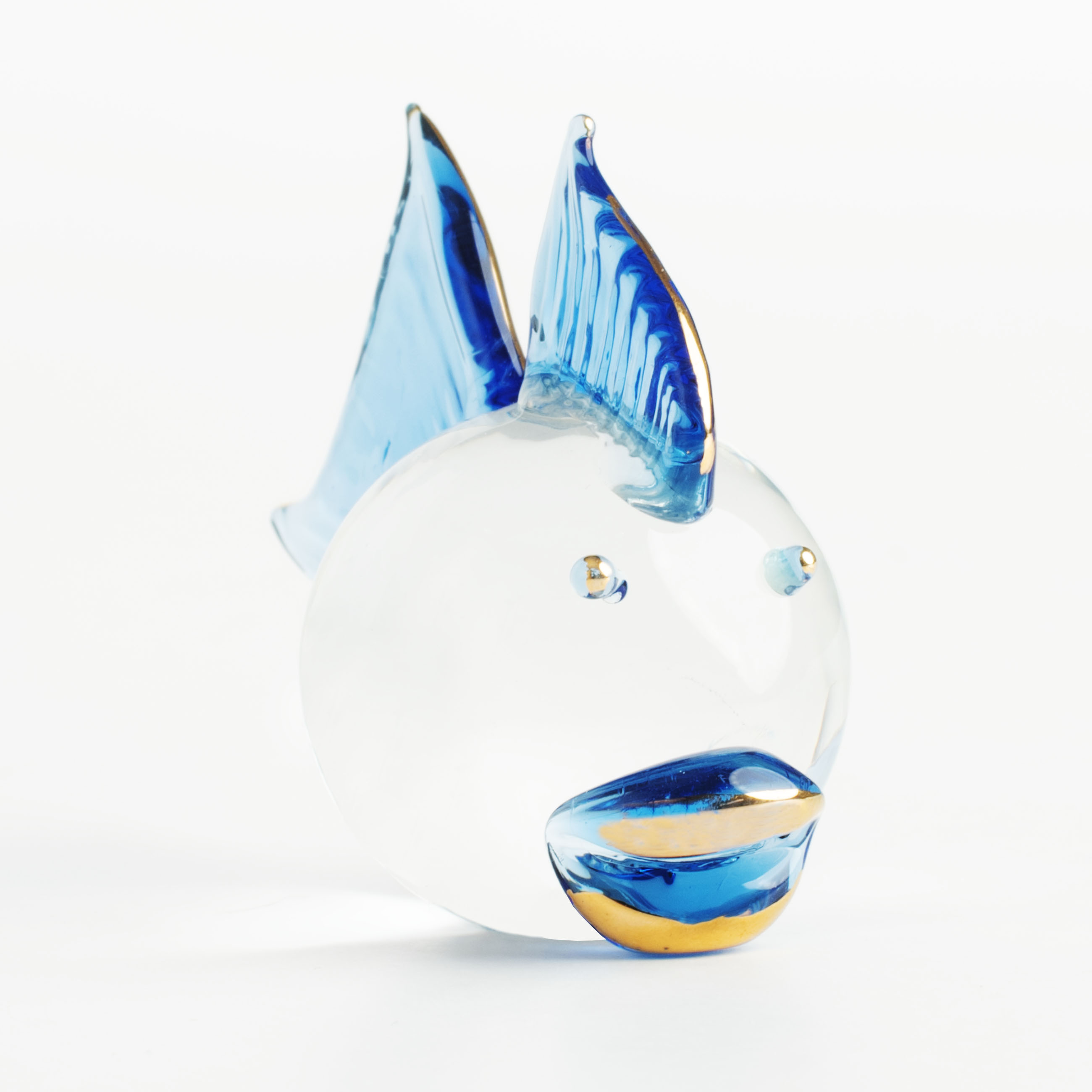 Statuette, 5 cm, glass, Fish with blue fin and tail, Vitreous изображение № 3