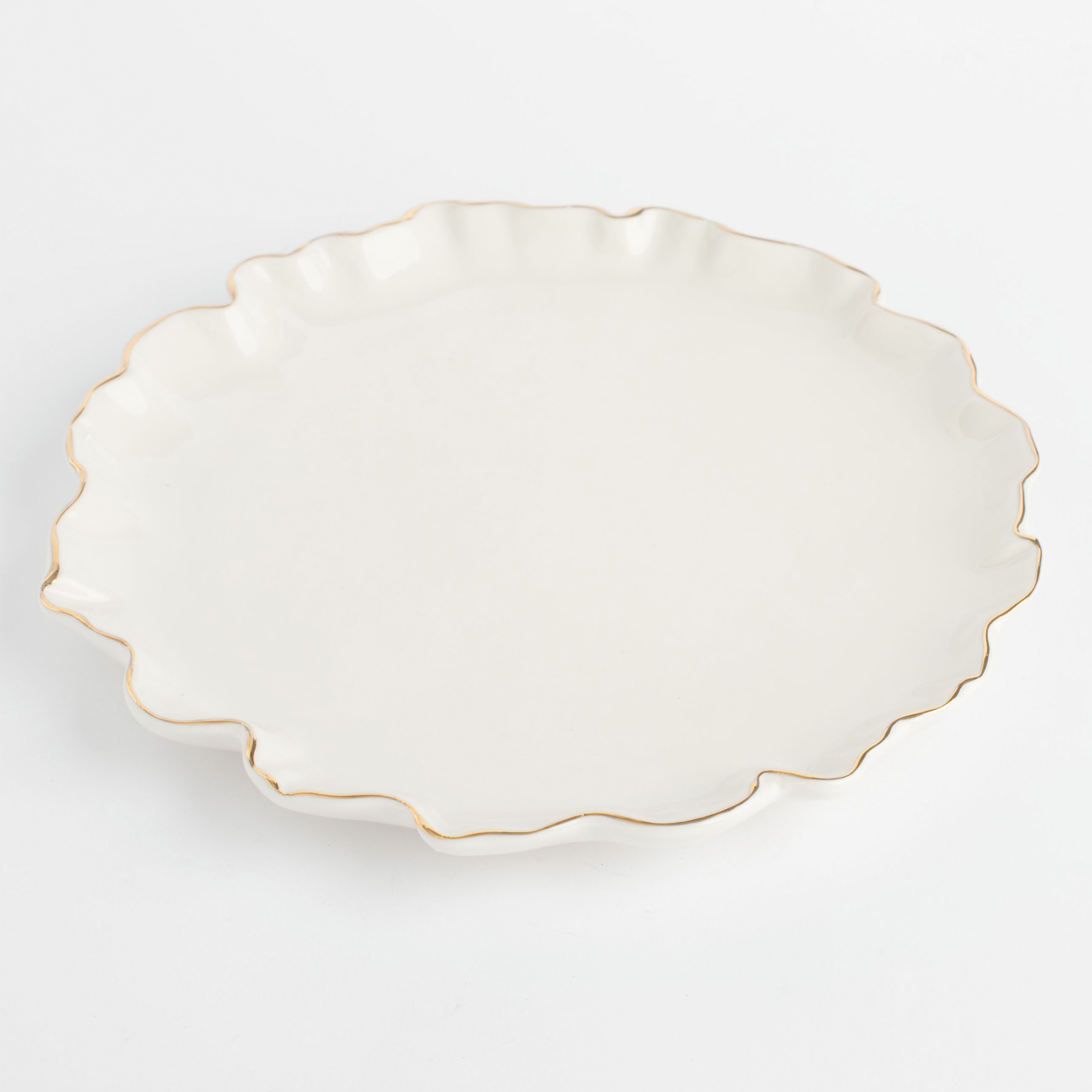 Dessert plate, 20 cm, porcelain R, with golden edging, Crumpled effect, Crumple gold изображение № 2