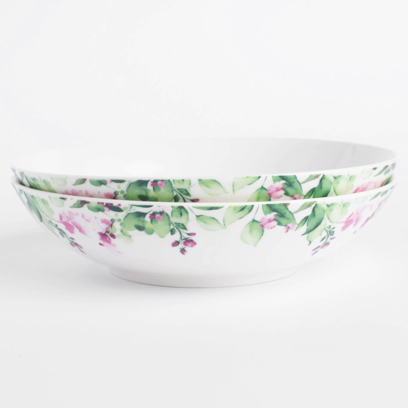 Soup plate, 20x5 cm, 2 pcs, porcelain N, white, Watercolor flowers, Senetti изображение № 1