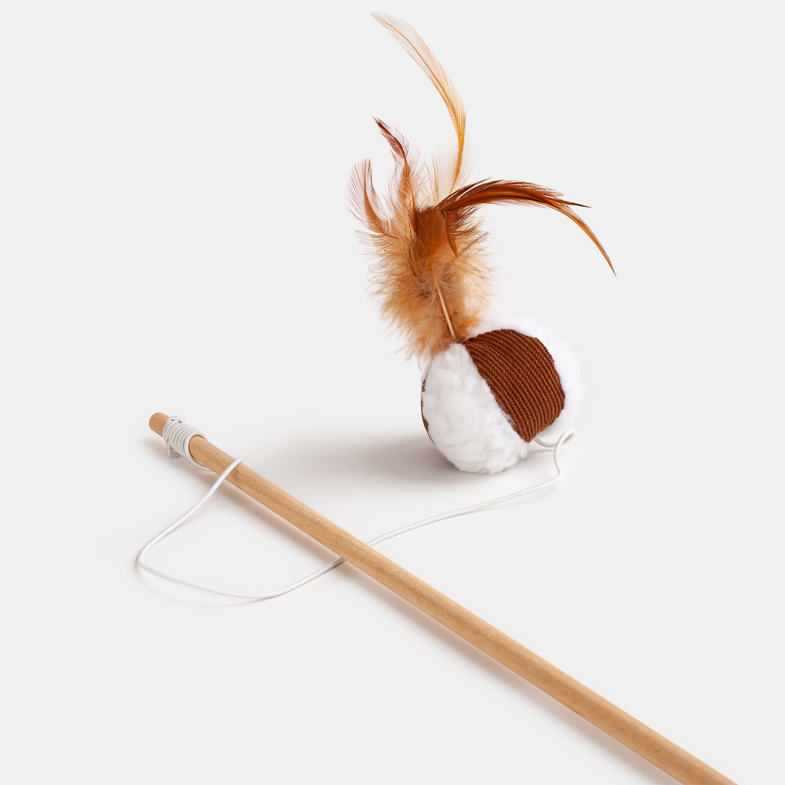 Cat Fishing Rod Toy, 1.1 m, with feathers, Wood / Polyester, Ball, Playful cat изображение № 3