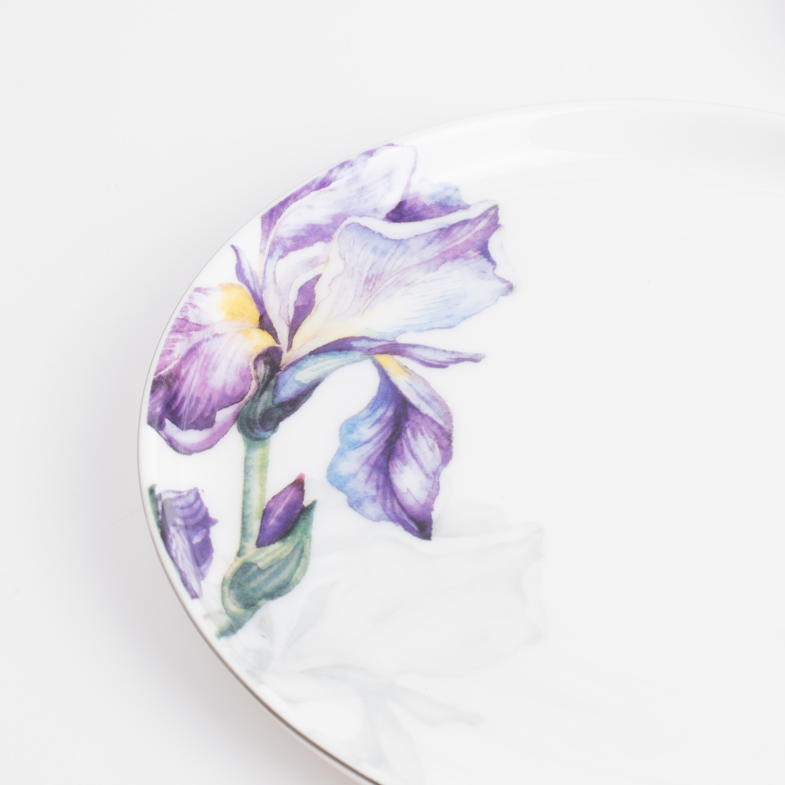 Dessert plate, 20 cm, 2 pcs, porcelain F, with silver edging, Irises, Antarctica Flowers изображение № 4