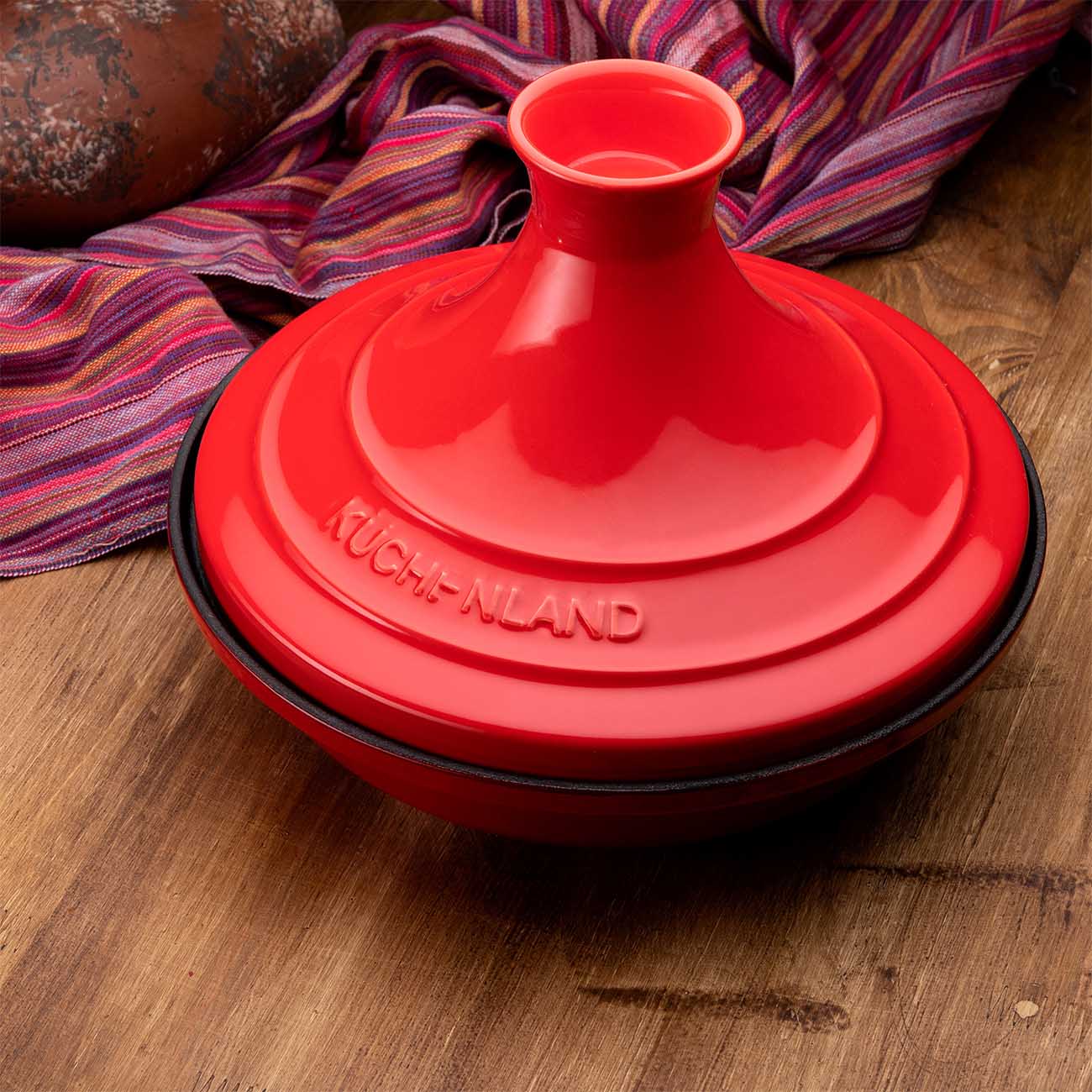 Tagine, 28 cm, with lid, cast iron / ceramic, Red, Bright изображение № 5